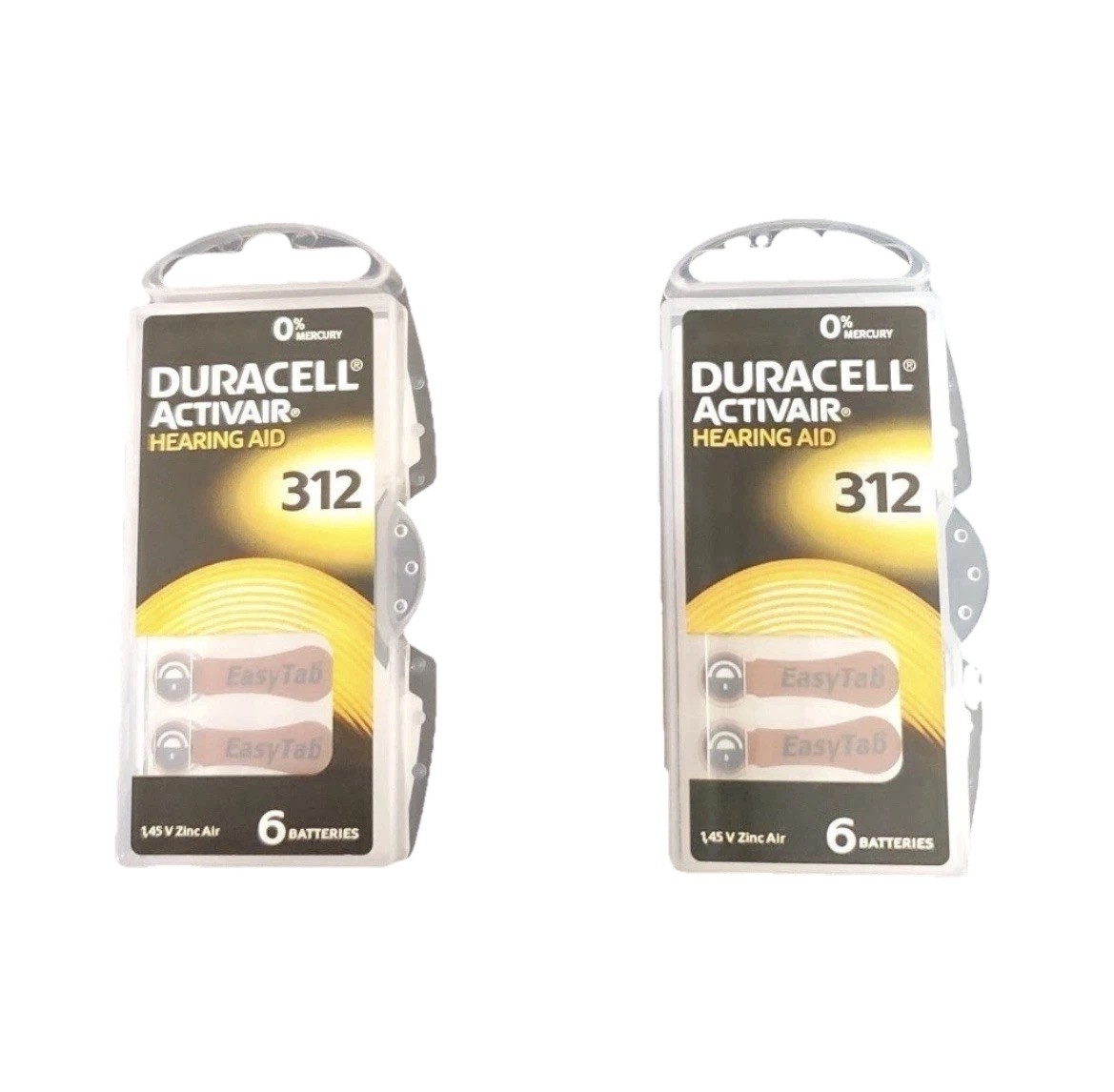 Duracell ActivAir DA312 Hearing Aid Batteries – Size 312, Pack of 2
