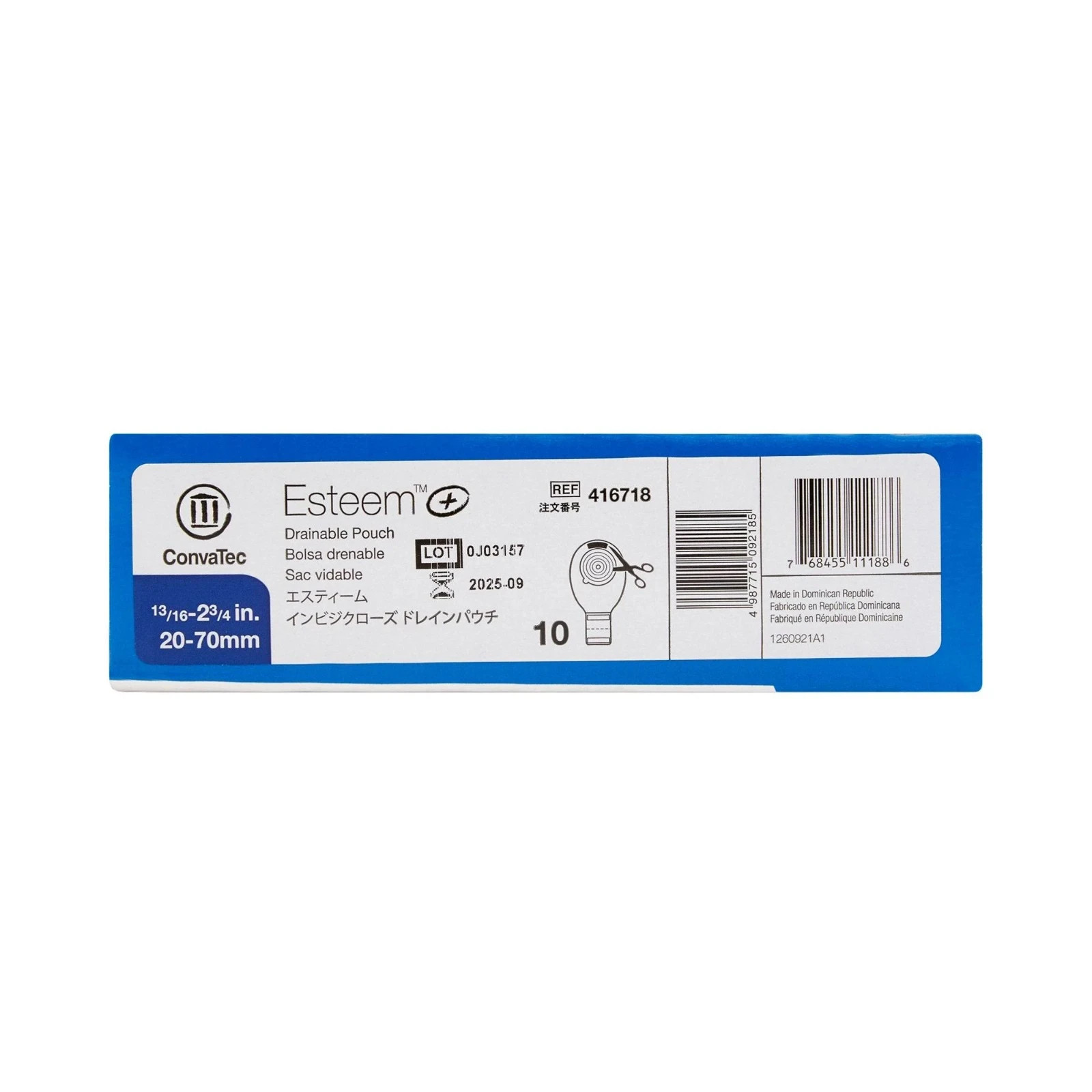 416718 Convatec Esteem Drainable Pouch 13/16-2 3/4 in 20-70mm ~ 1 box/10 count