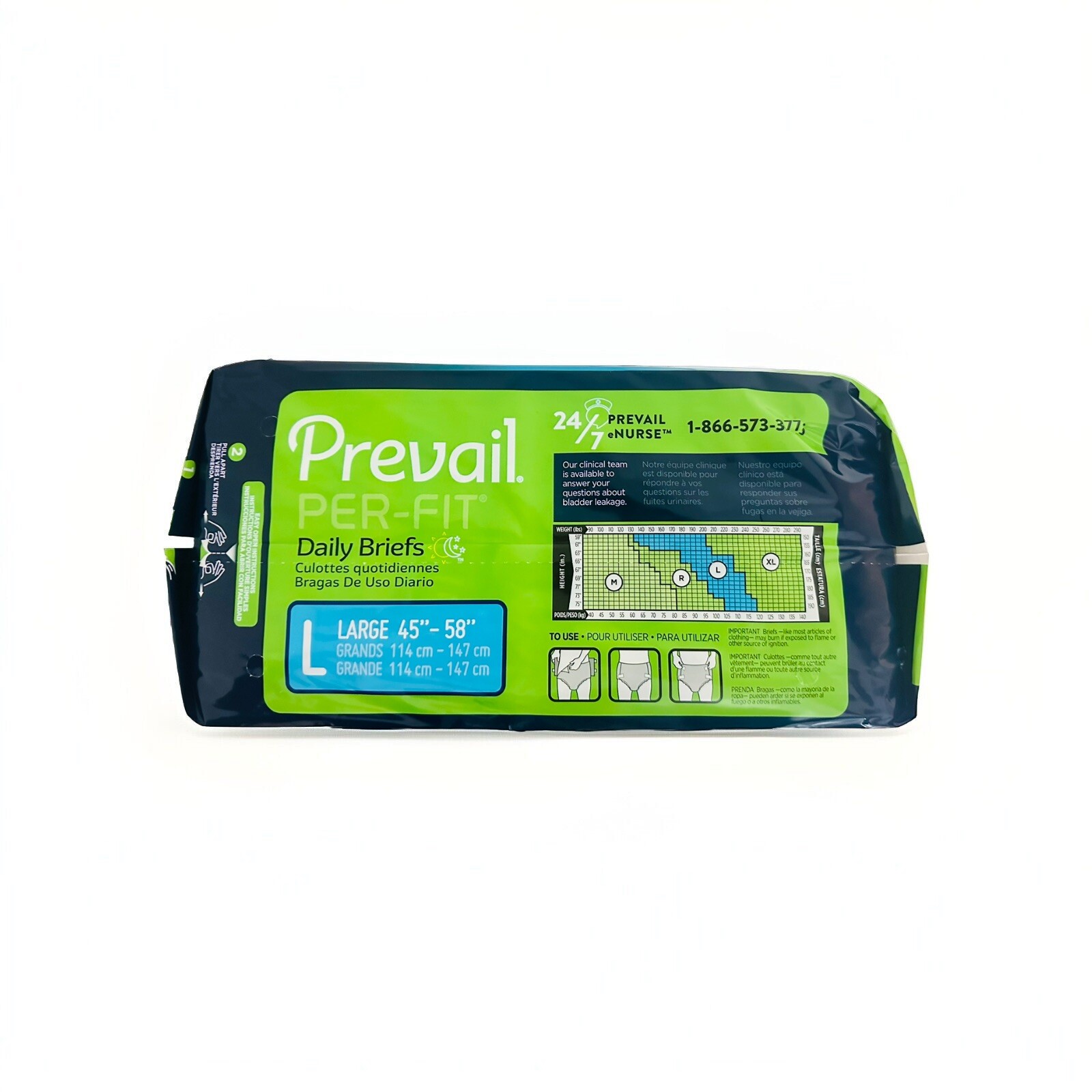 Prevail Per-Fit Adult Briefs Diapers With Tabs L Heavy Absorbency 18 Ct