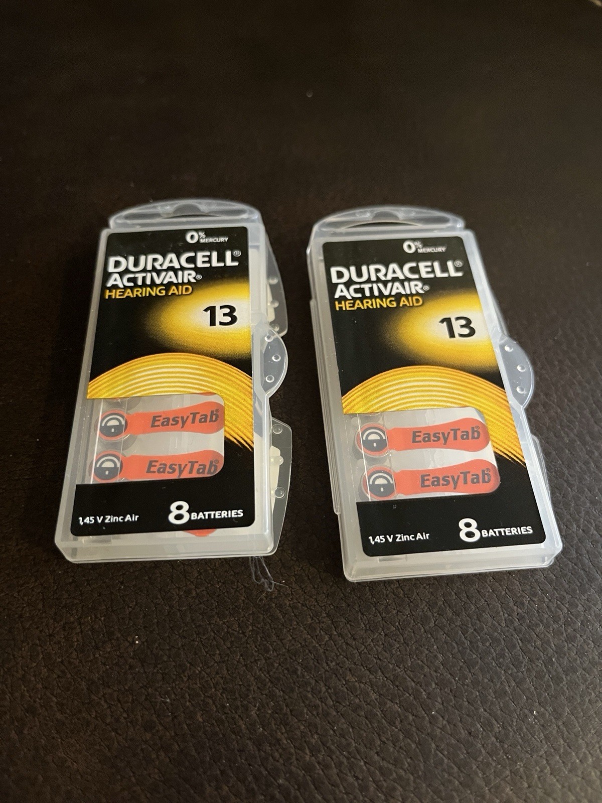 Duracell Activair Hearing Aid Batteries – 2 Pk of 8 – Sz: 13, Exp 2027