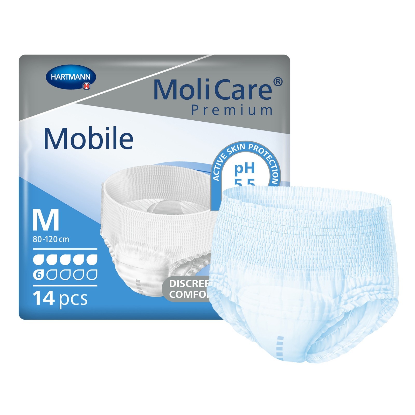 MoliCare Premium Mobile Underwear, Medium, 6D (915832) – Pack of 14