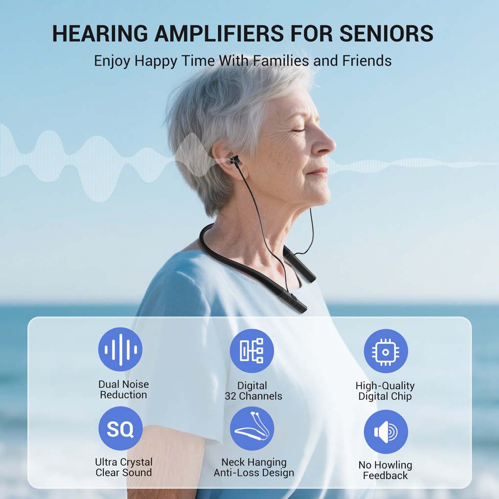 Lightweight Hearing Aid for Elderly Improve Sound Clarity Amplifier Portable