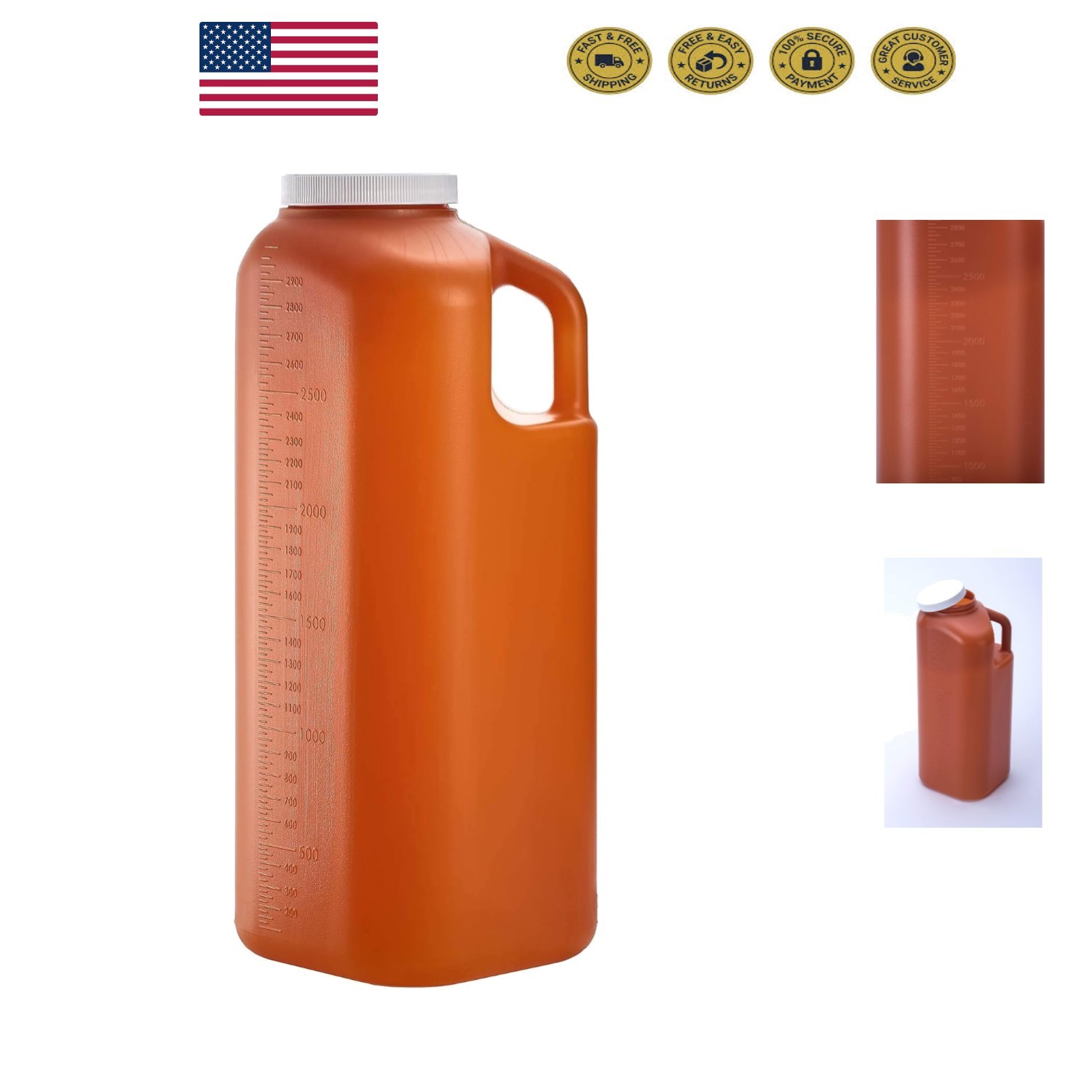 Non-Transparent Amber Urinal – 3000 mL Leak-Proof Solution for Men & Women