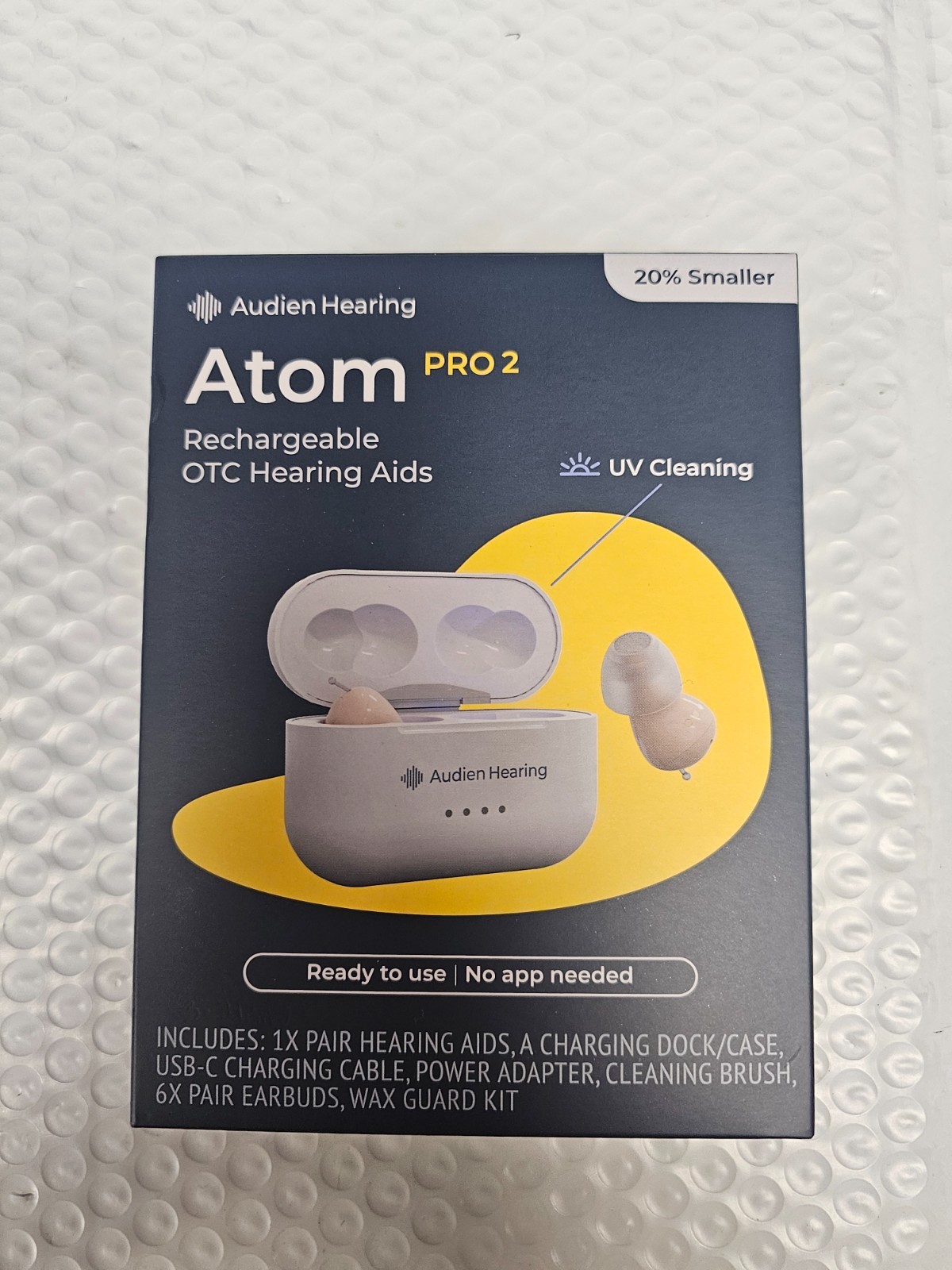 Audien Hearing Atom Pro 2 Rechargeable OTC Hearing Aids NEW