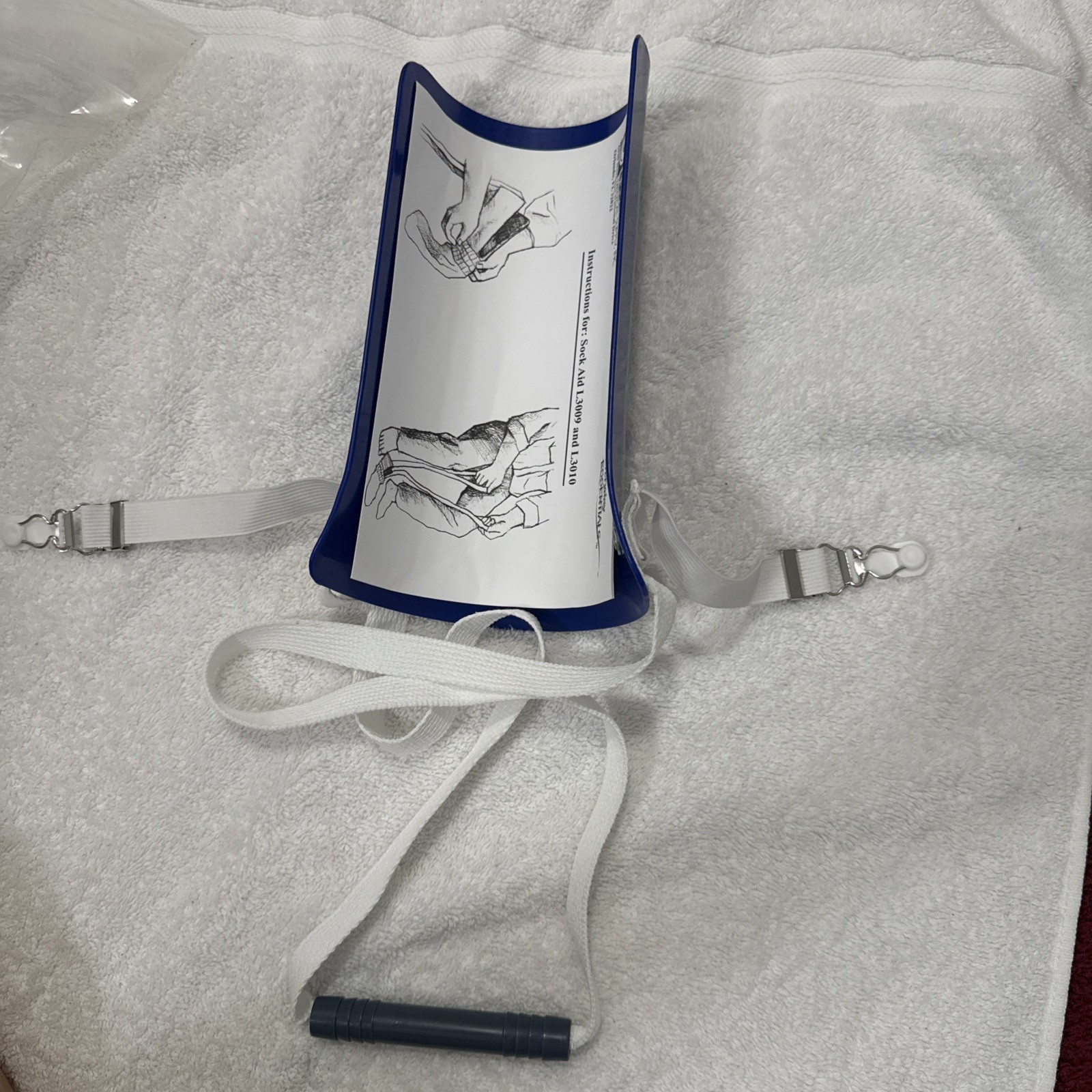 Deluxe Molded Sock Aid Essential Medical Supply Hard 1ct 48” Straps With Handle