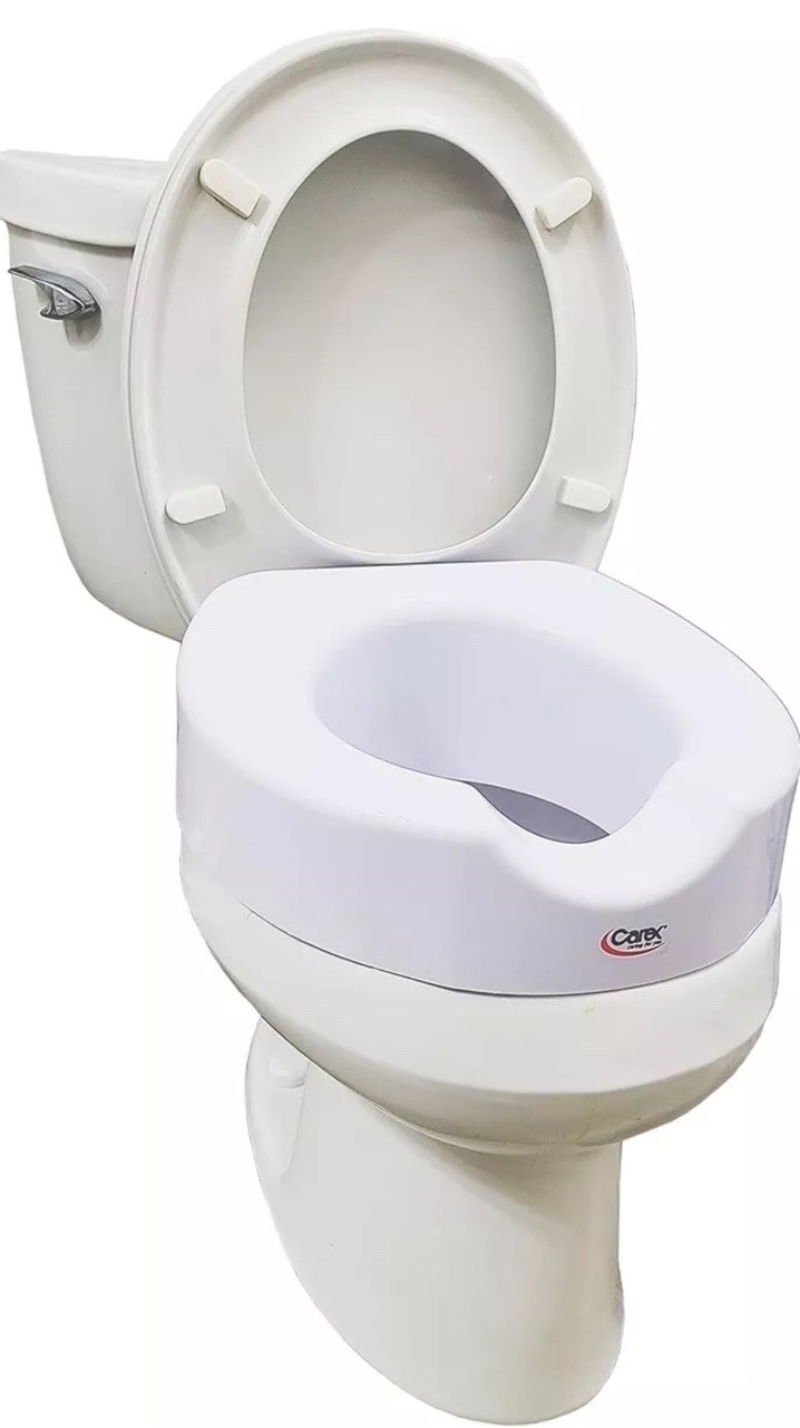 CAREX Quick-Lock Raised Toilet Seat Adds 4″of height to the toilet seat