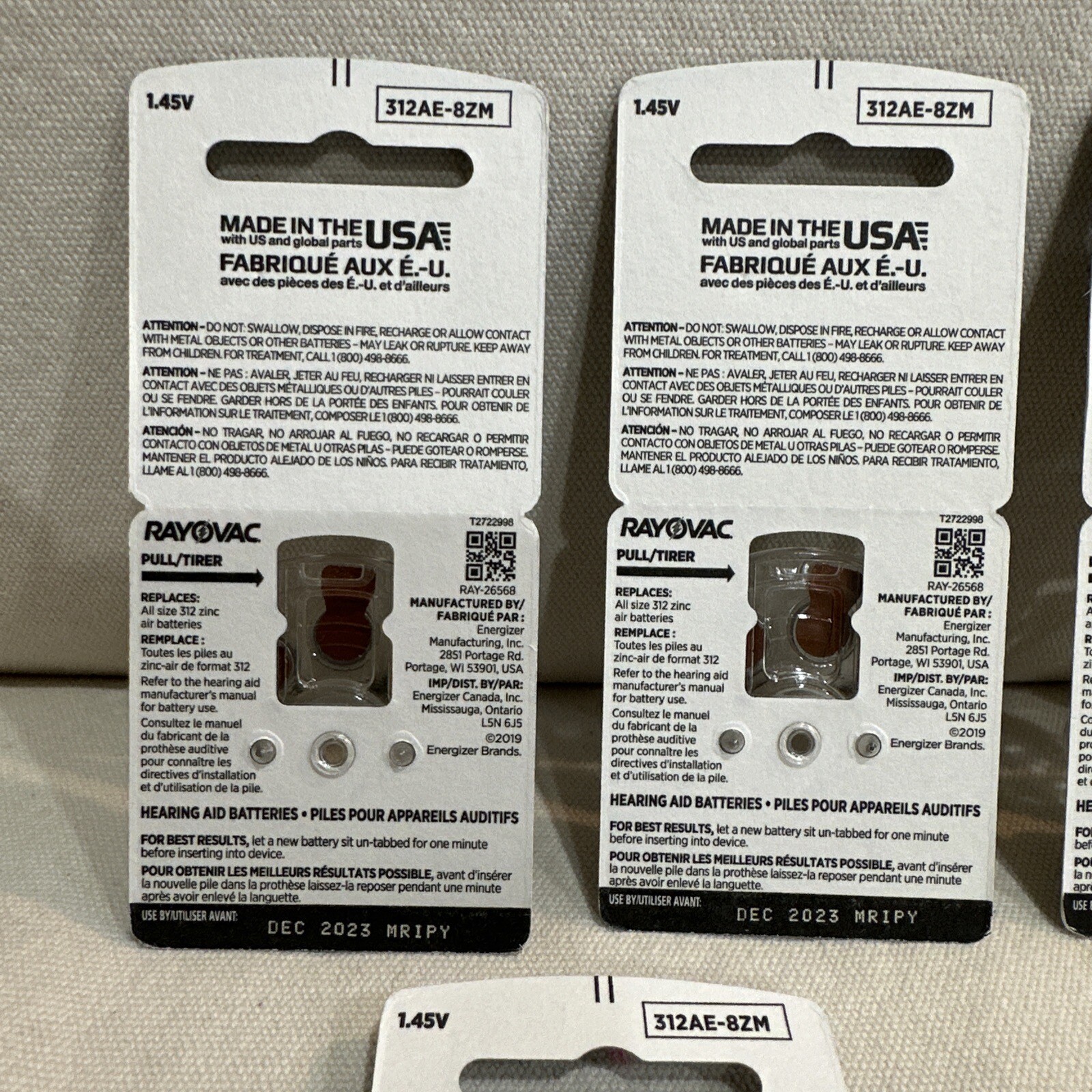 Size 312 Rayovac Extra Advanced Hearing Aid Batteries – 7 Pack 54Pcs