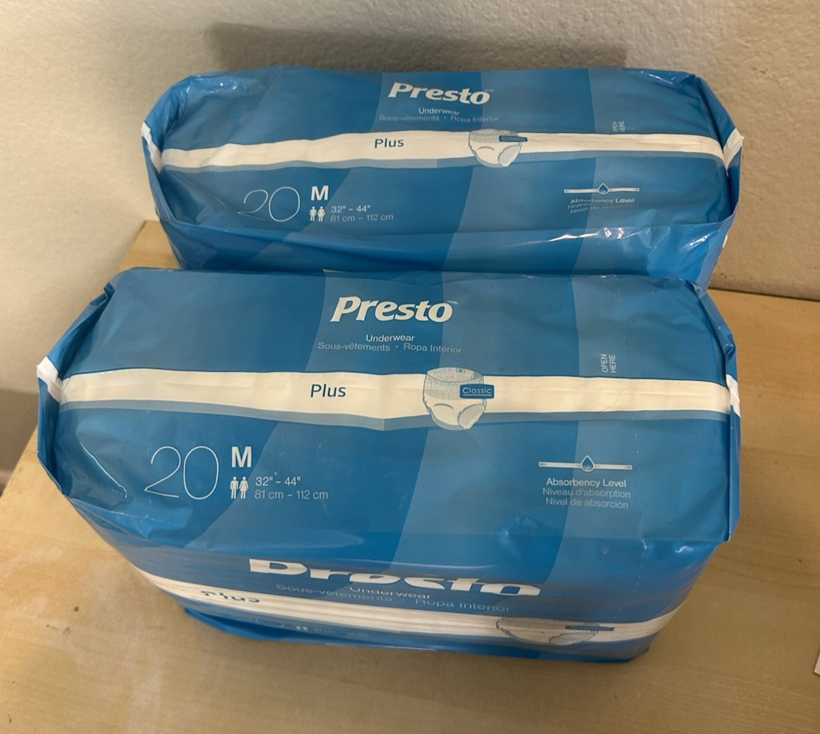 2 Of Presto Plus Unisex Pull Up Underwear Size Medium 32″-44″ 40 counts