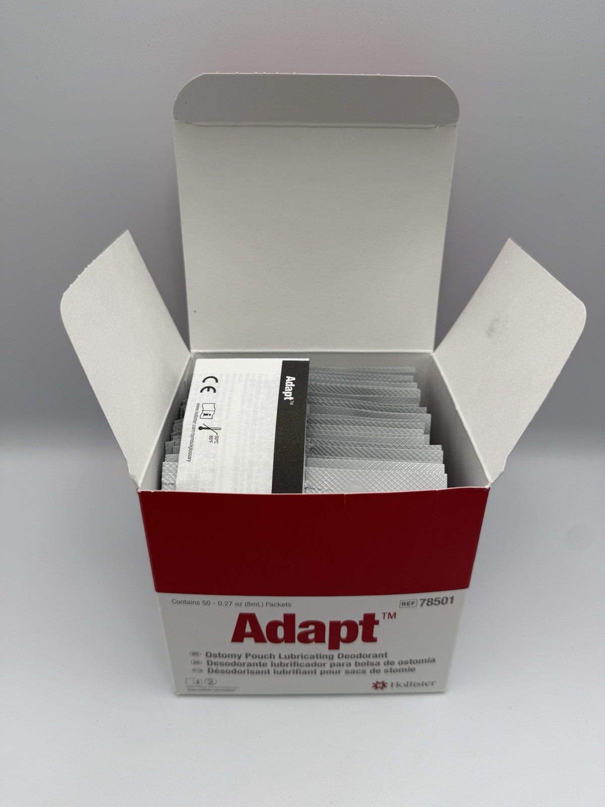Hollister Adapt 78501 Ostomy Pouch Lubricating Deodorant 50 Ct/box BRAND NEW