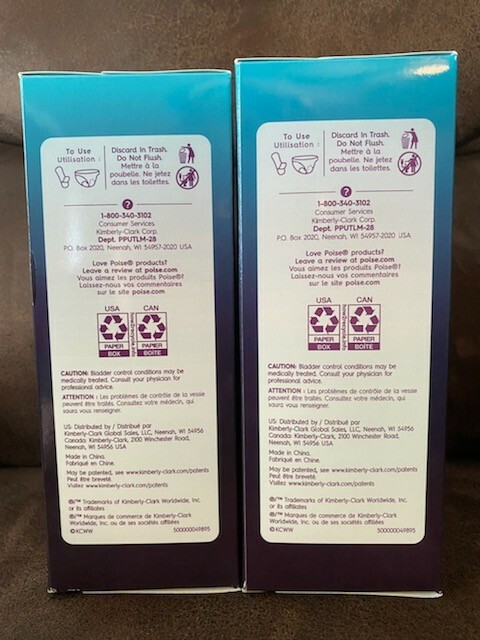 Lot Of 2 New Poise Light Ultra Thin Pads 28 Count. 56 Pads Total Regular Length
