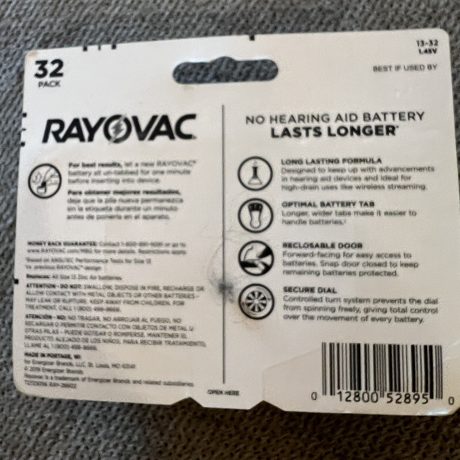 RAYOVAC SIZE 13 HEARING AID BATTERIES 32 Pack EXP 1/25