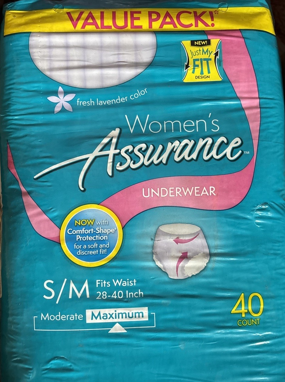 Assurance Women’s Incontinence & Postpartum Underwear Size Small/Med Max 40 ct