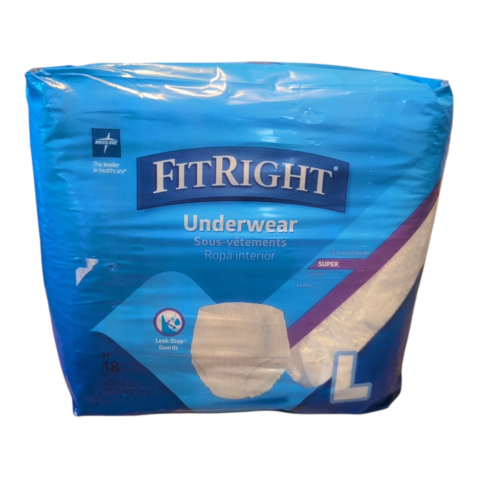 Medline Fitright Super Adult Pull-Up Underwear Size Large 20 Pack