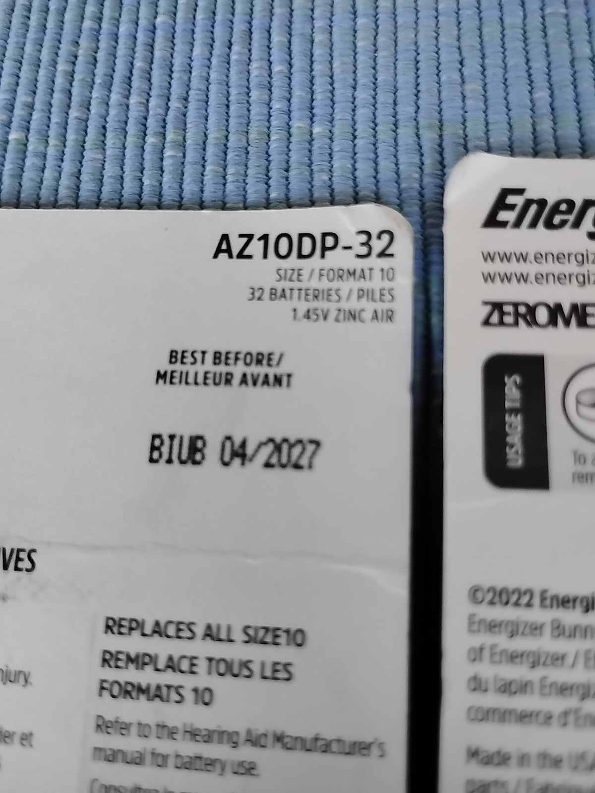 Energizer Hearing Aid Batteries Size 10 Yellow Tab 32 Pack Lot Of 2 Exp 04/27 #9