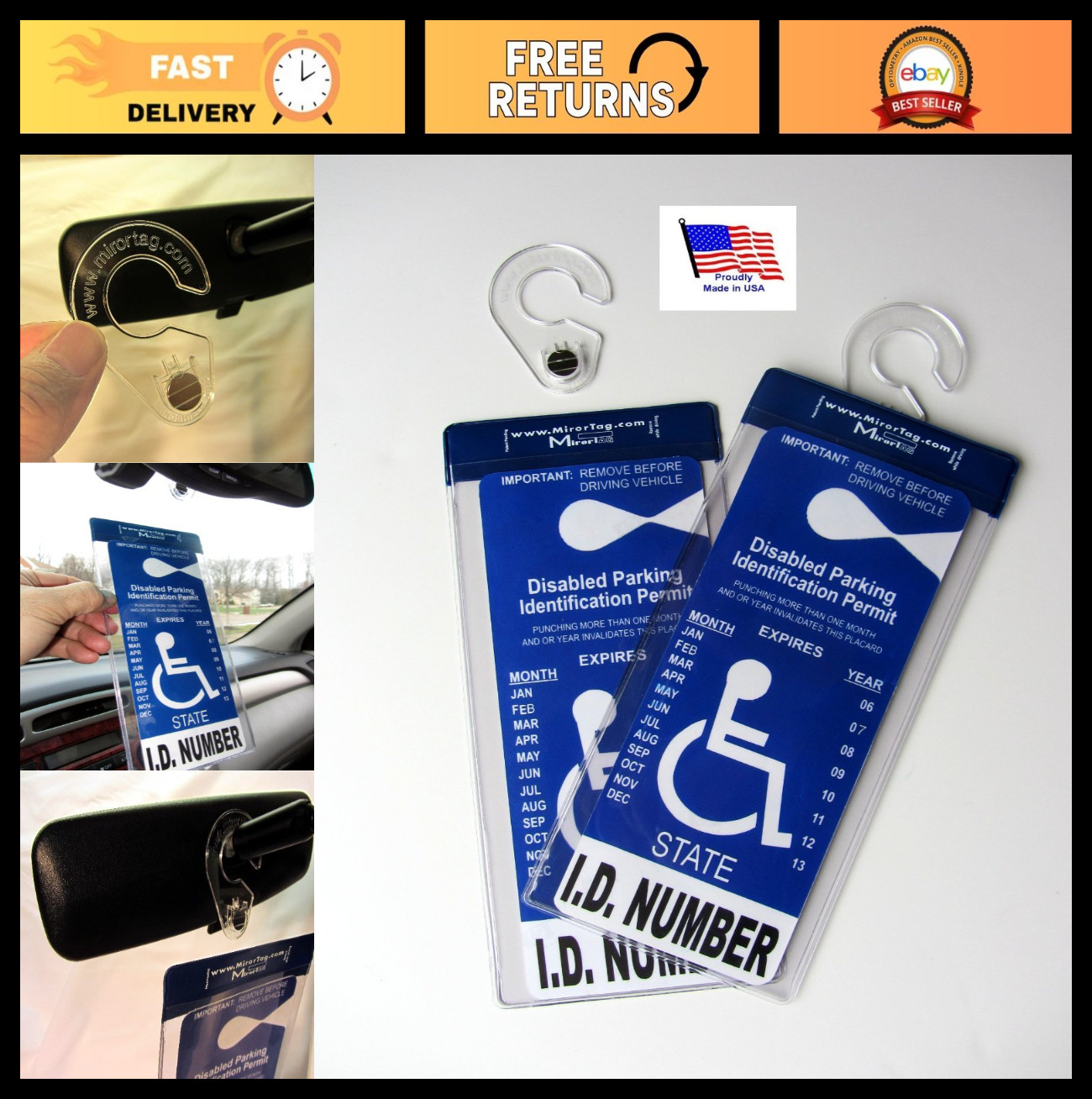 2 Pack Magnetic Handicapped Parking Placard Holder – Easy Snap-On, Heat Rated, U