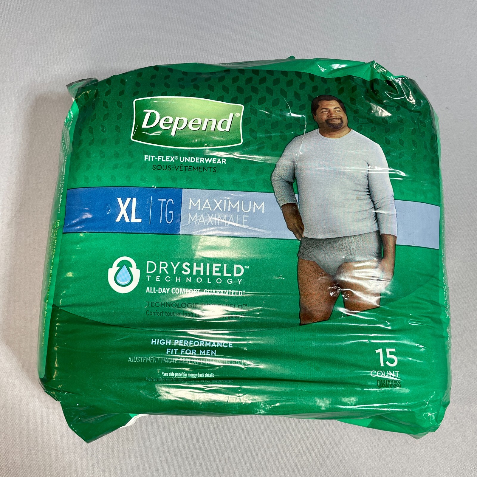 Depend FIT-FLEX Incontinence Underwear for Men Size XL Maximum Grey 15 Count