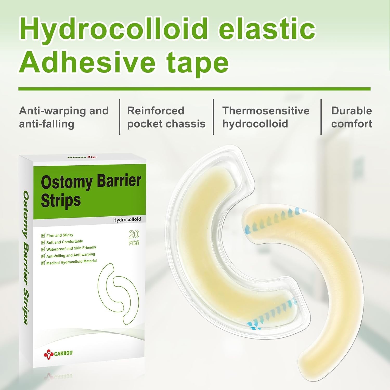 20 Pcs Ostomy Barrier Strips | Elastic Barrier Tape for Colostomy Bags | Medi…