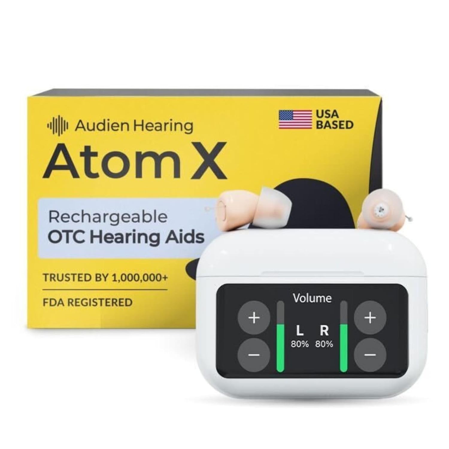 Audien ATOM X Rechargeable OTC In-Canal Hearing Aids