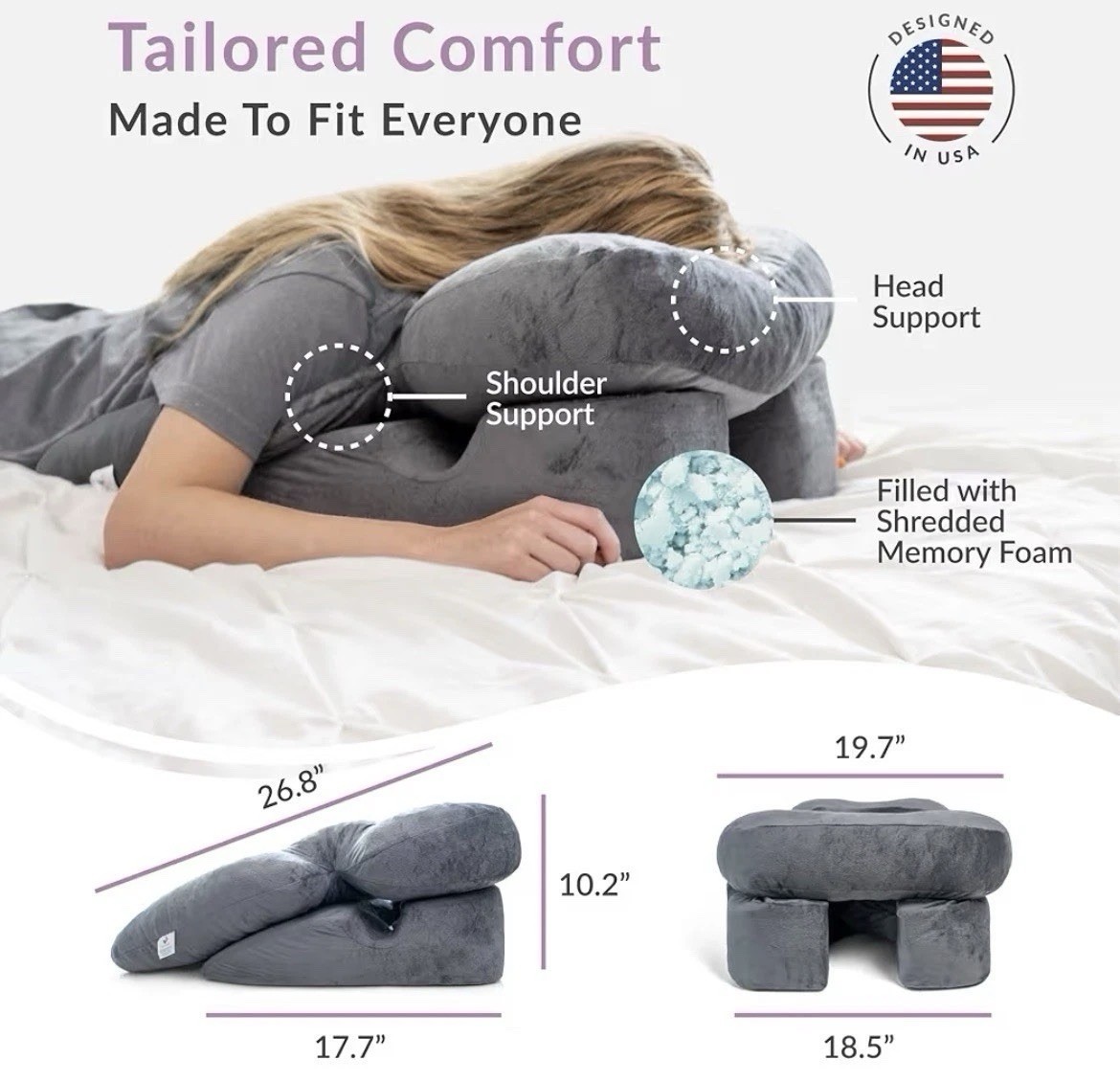 3 Pack Zomaple Face Down BBL Pillow Post Surgery Recovery System Gray NIB Sealed
