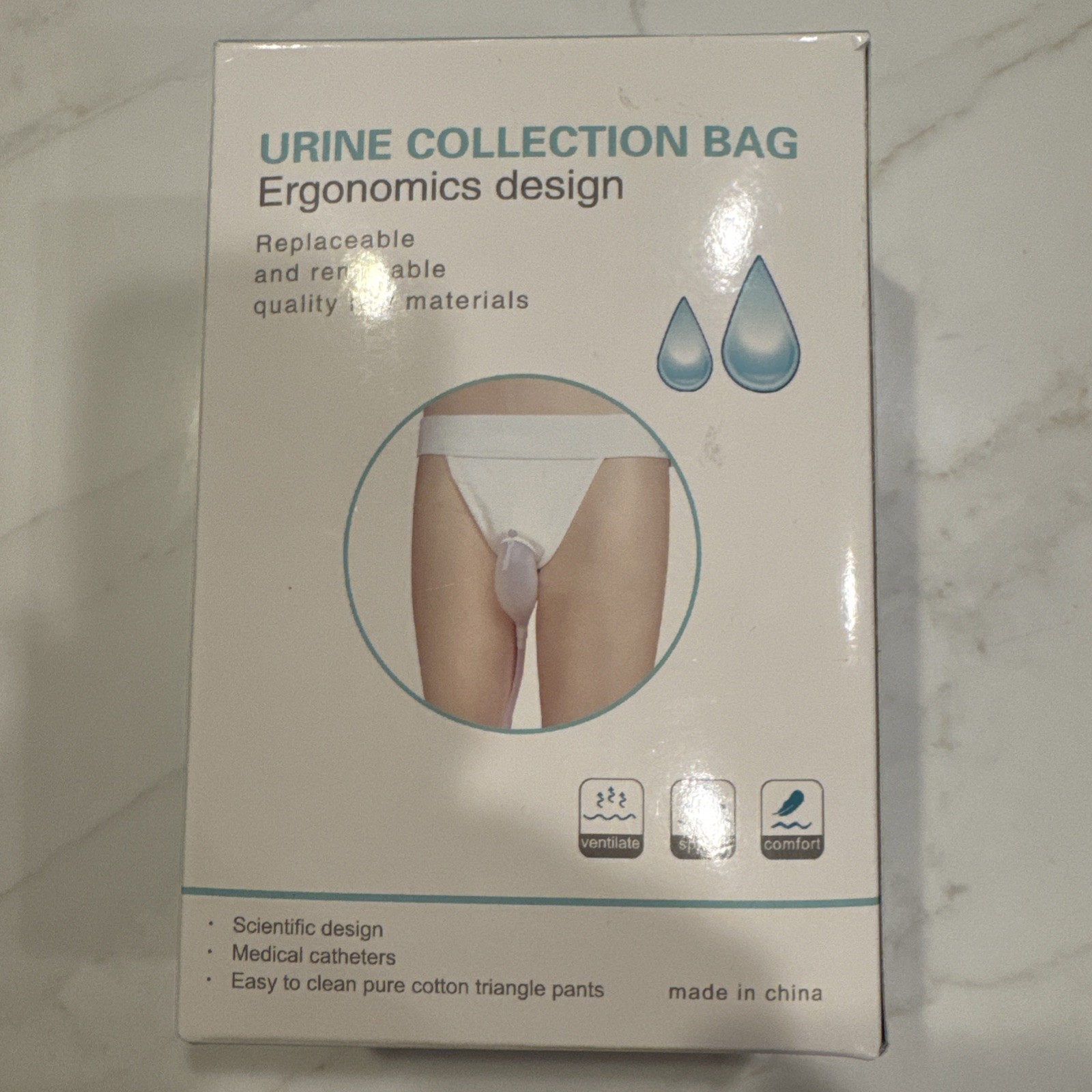 Blue Urine Collection Bag For Men Ergonomic Design New