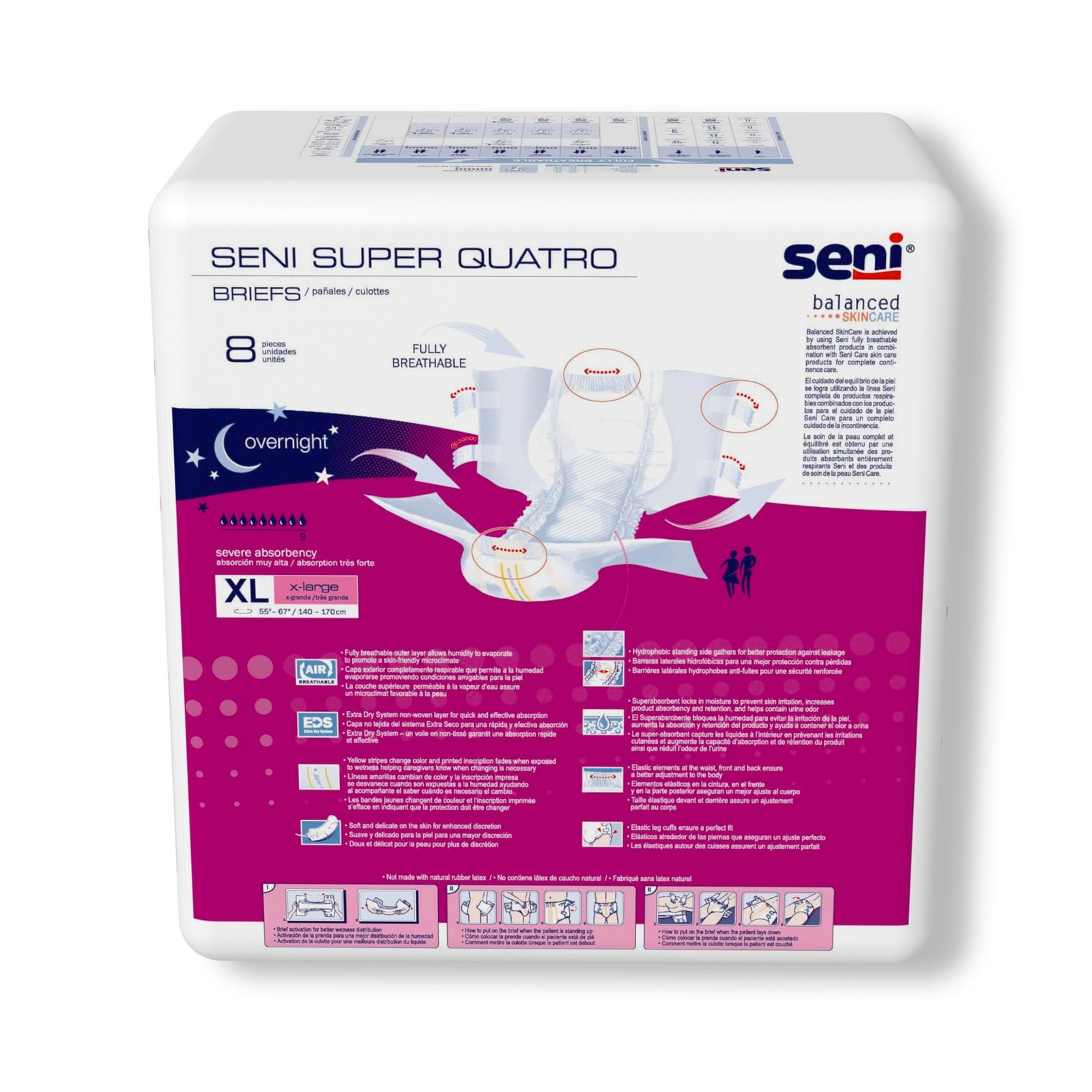Seni Incontinence Brief Breathable / Overnight S-XL08-BQ1 Severe 16 Ct