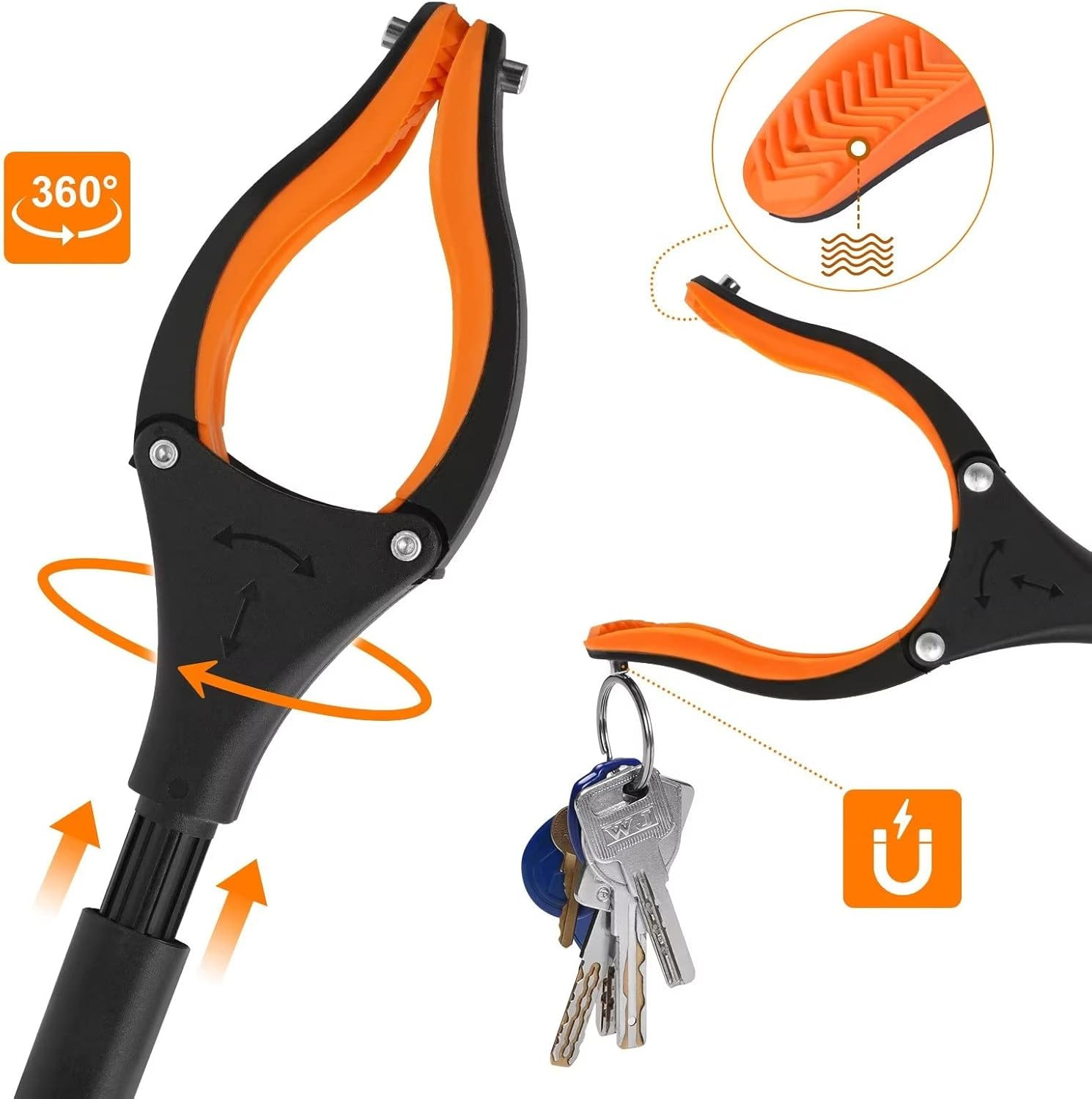 43″ Extra Long Grabber Tool, Foldable Grabbers for Elderly Grab It Reaching Tool