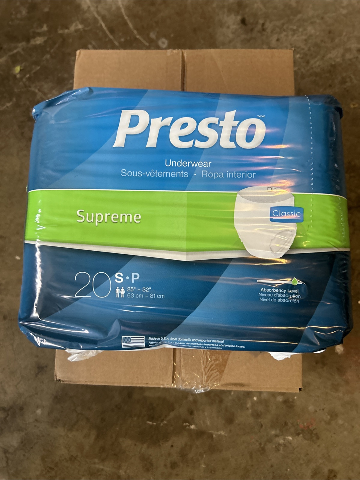 PACK OF 4 – PRESTO Underwear Supreme Classic – Size: S 20 Pack 26”-32”