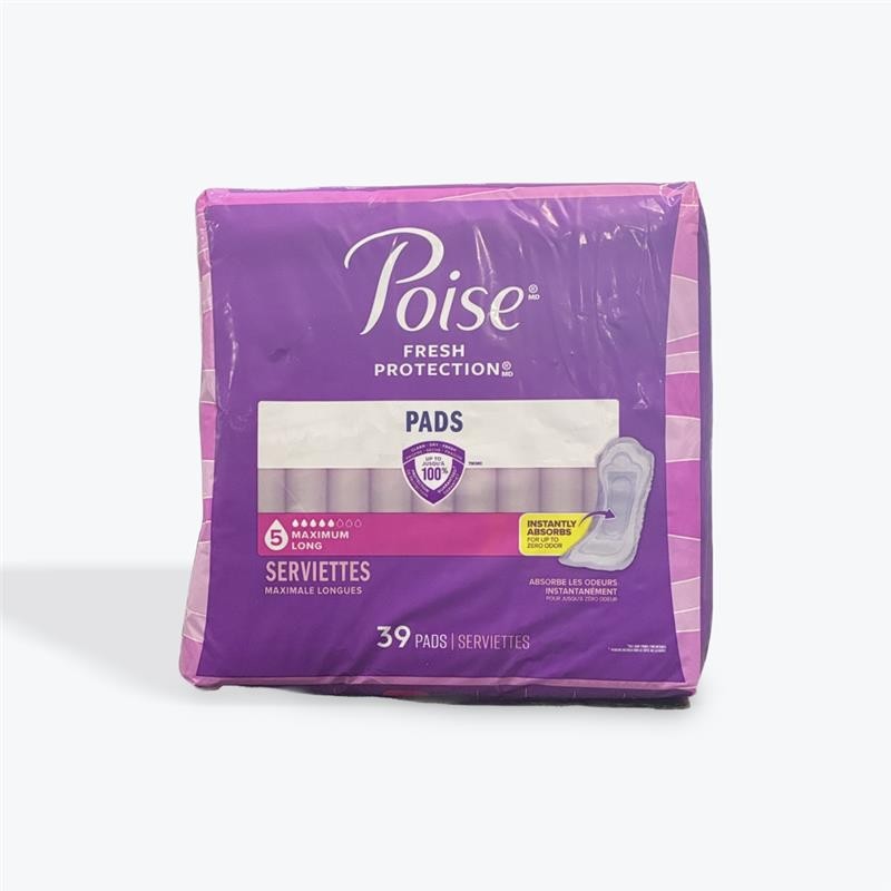 Poise Incontinence Pads 5 Drop Maximum Absorbency Long Length 39 Count