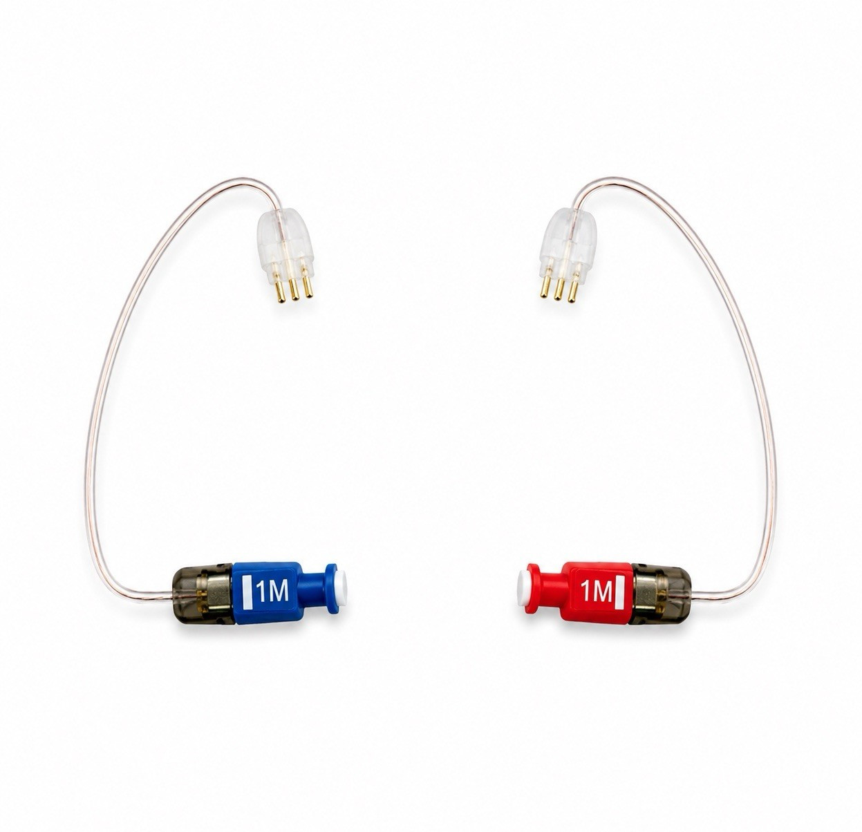 Hearing Aid Ear Tube/Receiver Wires Left/Right 1M Red & Blue Clear Plastic