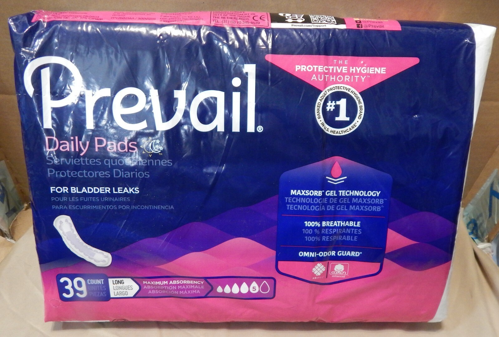 Prevail 39 Count Daily Pads Woman Maximum Absorbency Long PV-915/1 NIB 226P
