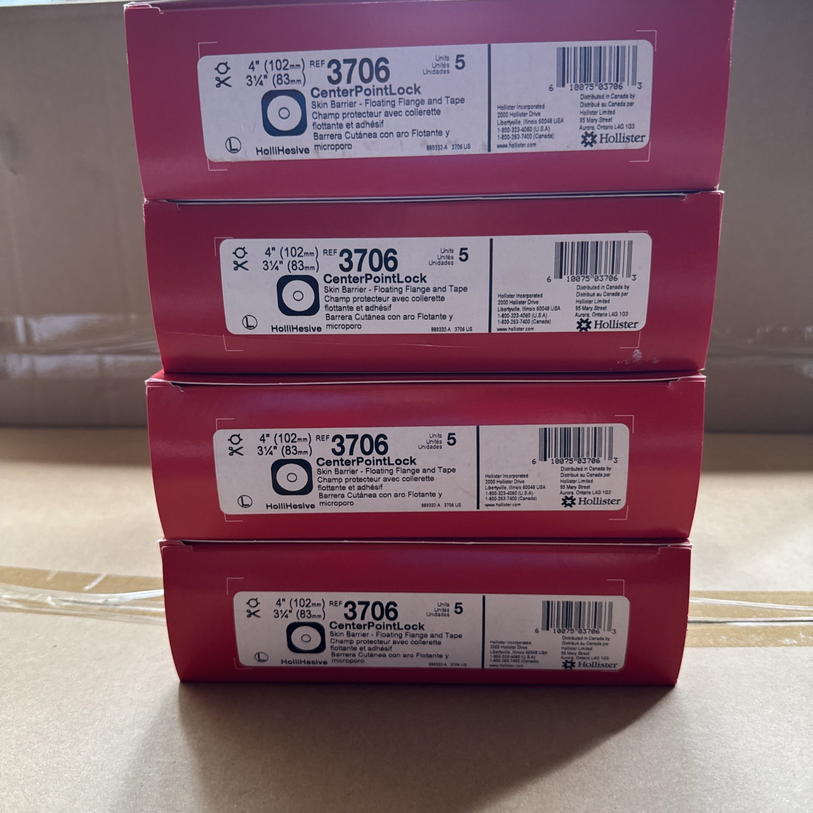 HOLLISTER 3706 CenterPointLock 5 Count Box Lot Of 4 Box Expired 2019