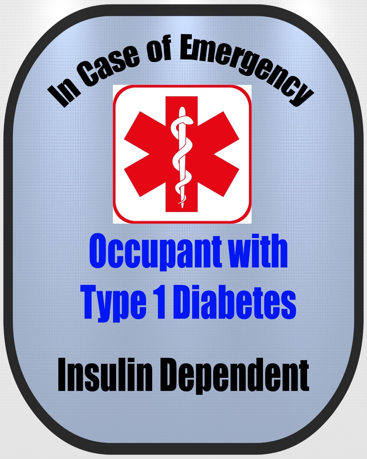 Type 1 Diabetic Seat Belt Cover and Window Decal Set Royal Blue Safety Set