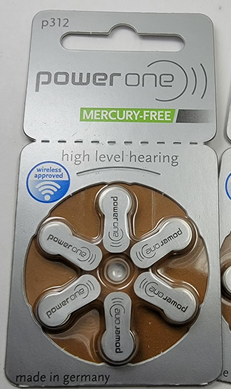 Power One Hearing Aid Batteries Size 312 Zinc Air Mercury Free 4 Pkgs. 24 Batt.