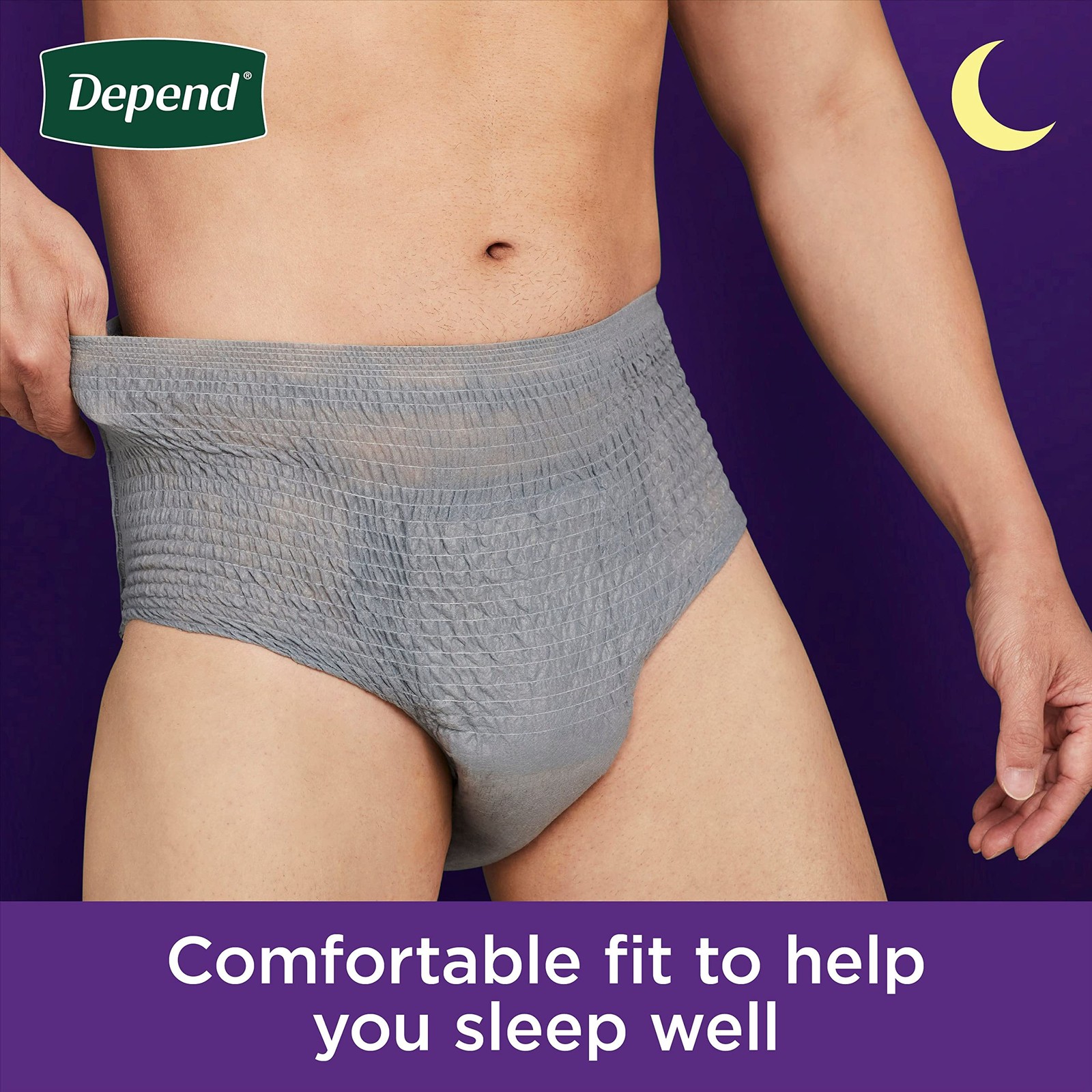 Depend Night Defense Adult Incontinence Underwear for Men Grey 64 Count
