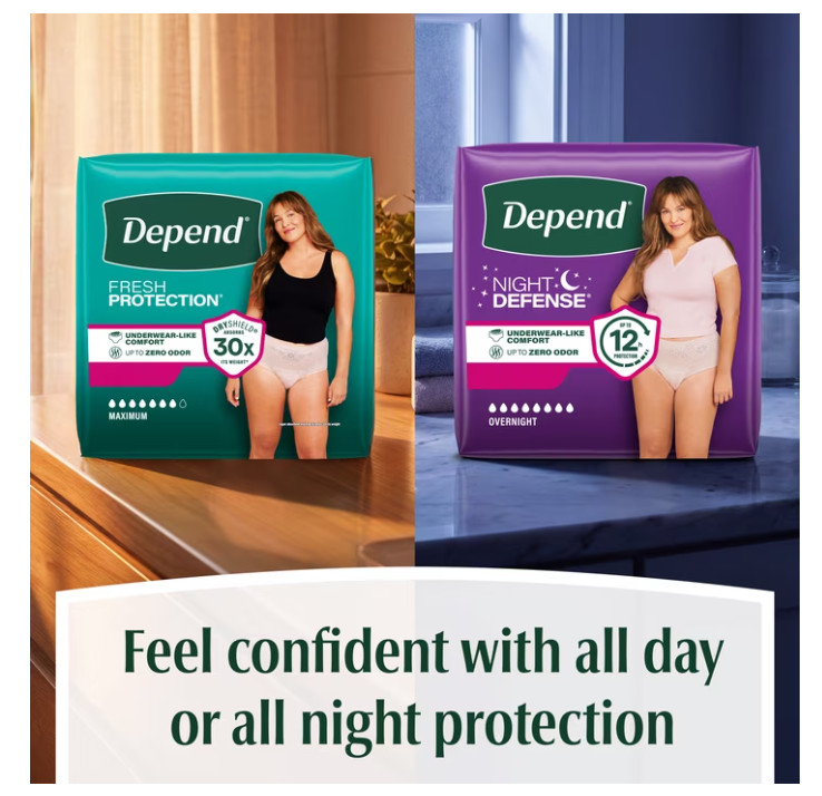 Depend Night Defense Women’s Incontinence Underwear XL 48 Ct Overnight