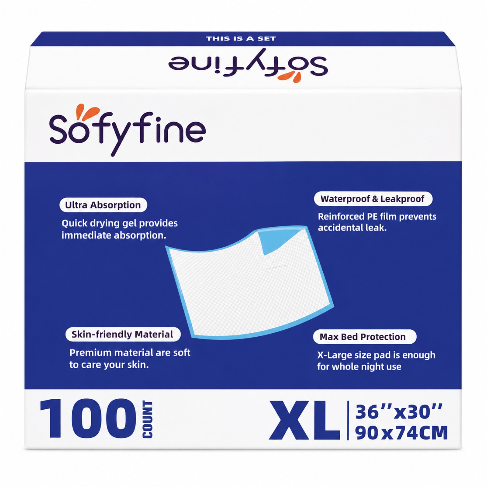 SOFYFINE 30″x36″ Disposable Incontinence Bed Pads Heavy Duty Absorbent 100 Count