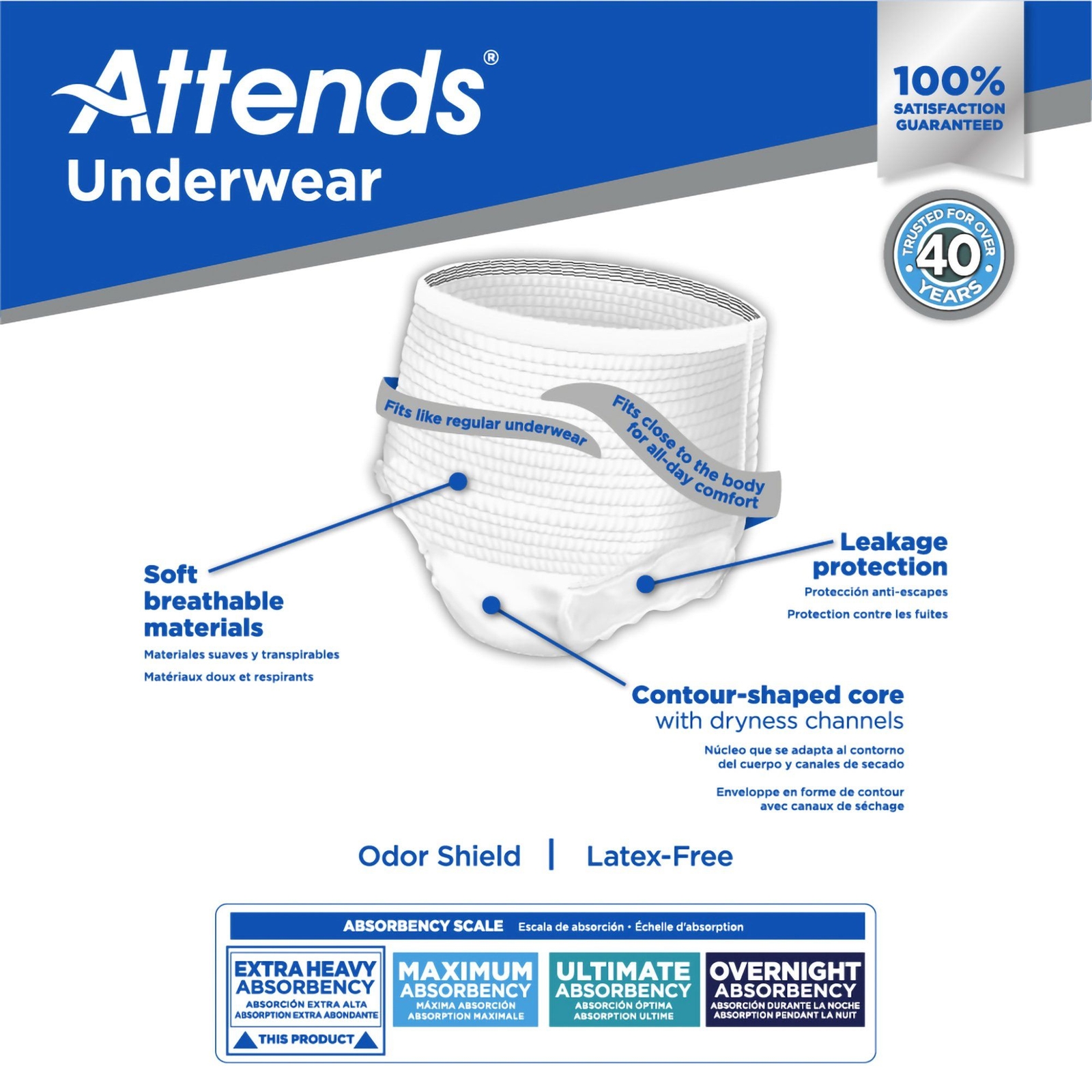 Attends Care Adult Moderate Absorbent Underwear, Medium, White (CS/100)