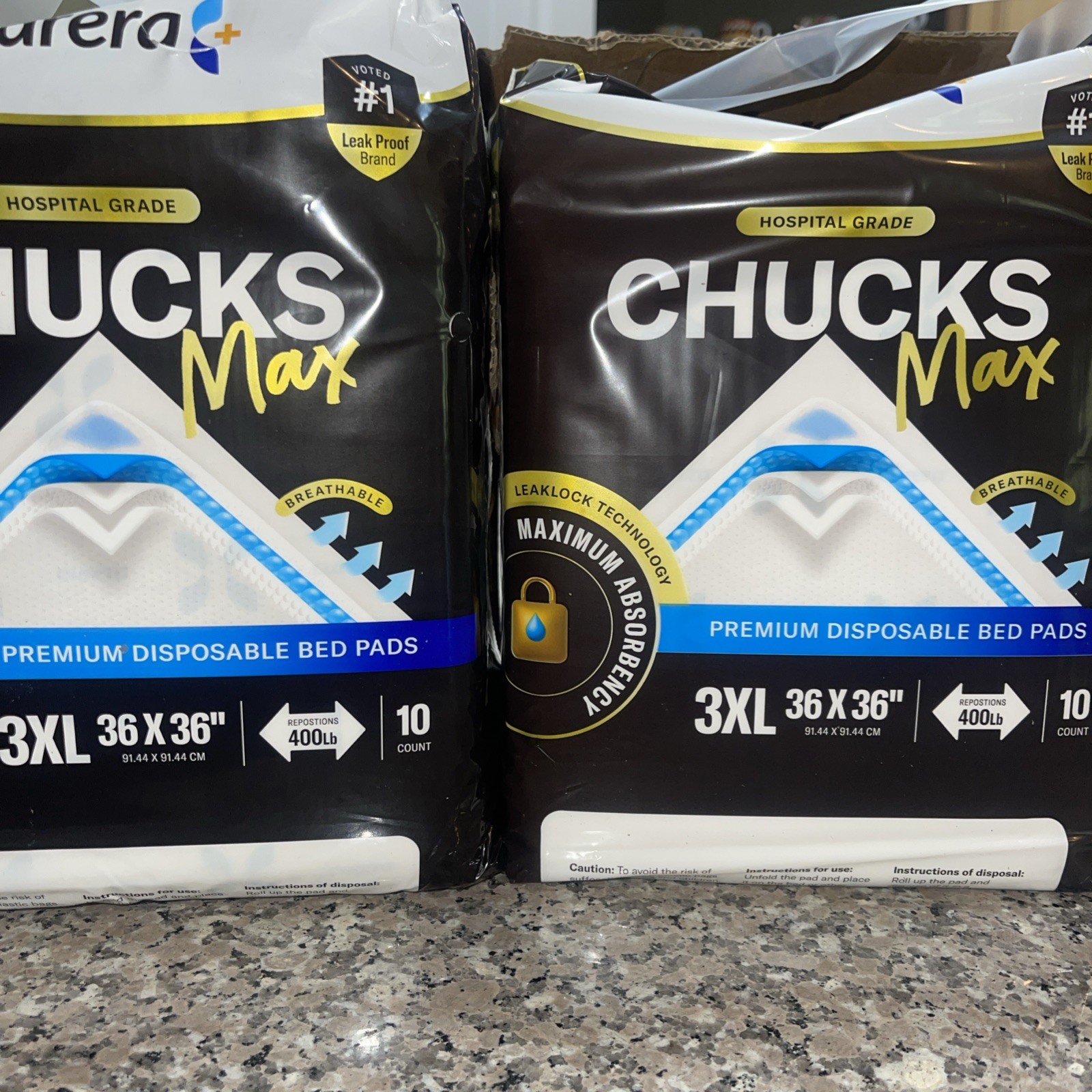 Chucks MAX-Plus Hospital Bed Pads 20 Disposable Adult 36 x 36 Soft & Breathable