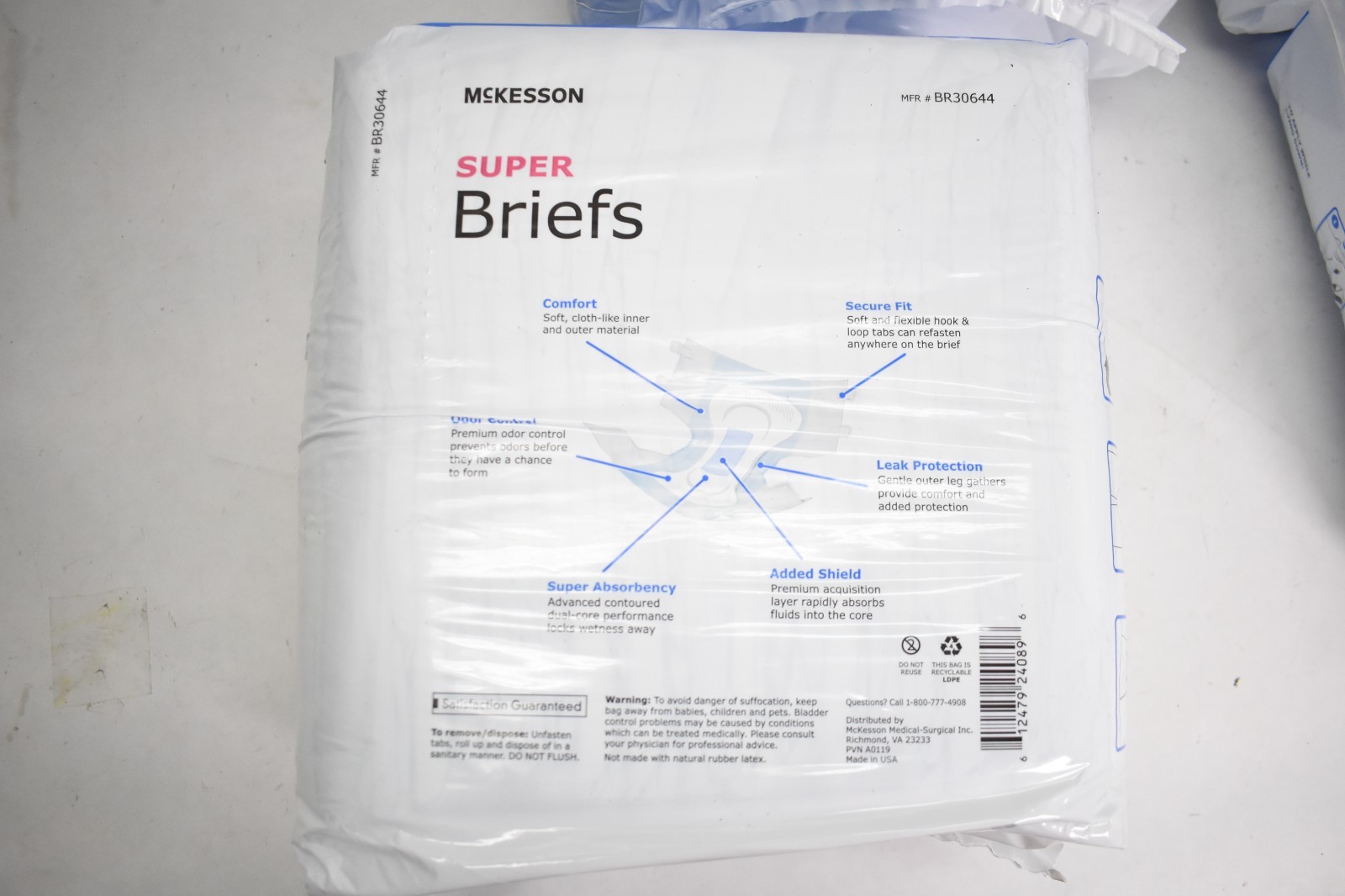 Lot of 4 McKesson Super Moderate Absorbency Adult Disposable Cloth Briefs Large