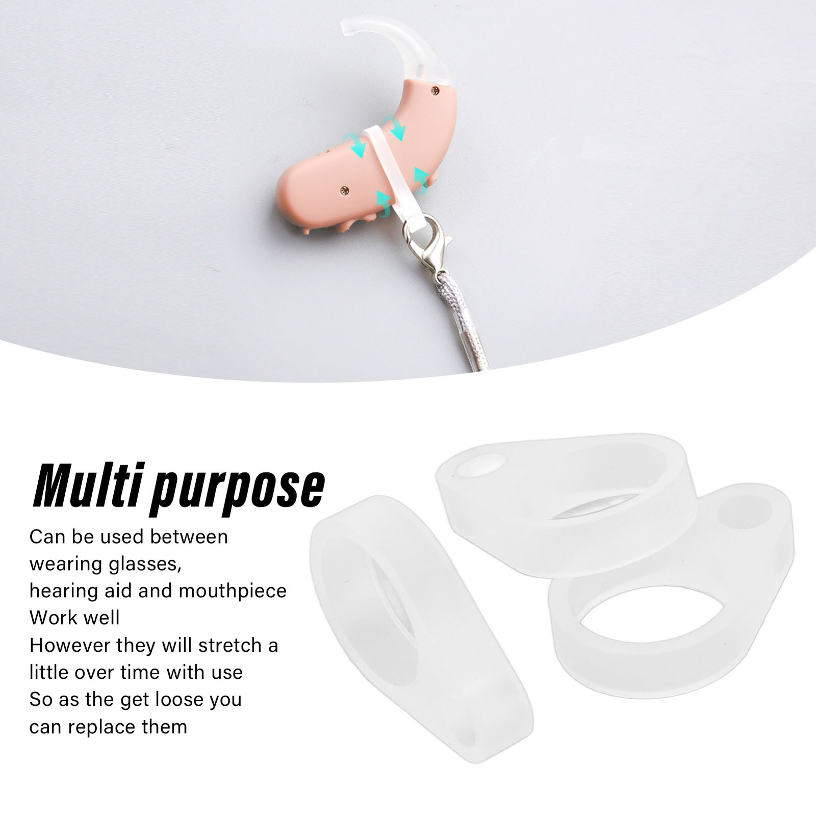 50Pcs Hearing Aid Silicone Loop Flexible Replacement Hearing Aid Clip Adaptor S