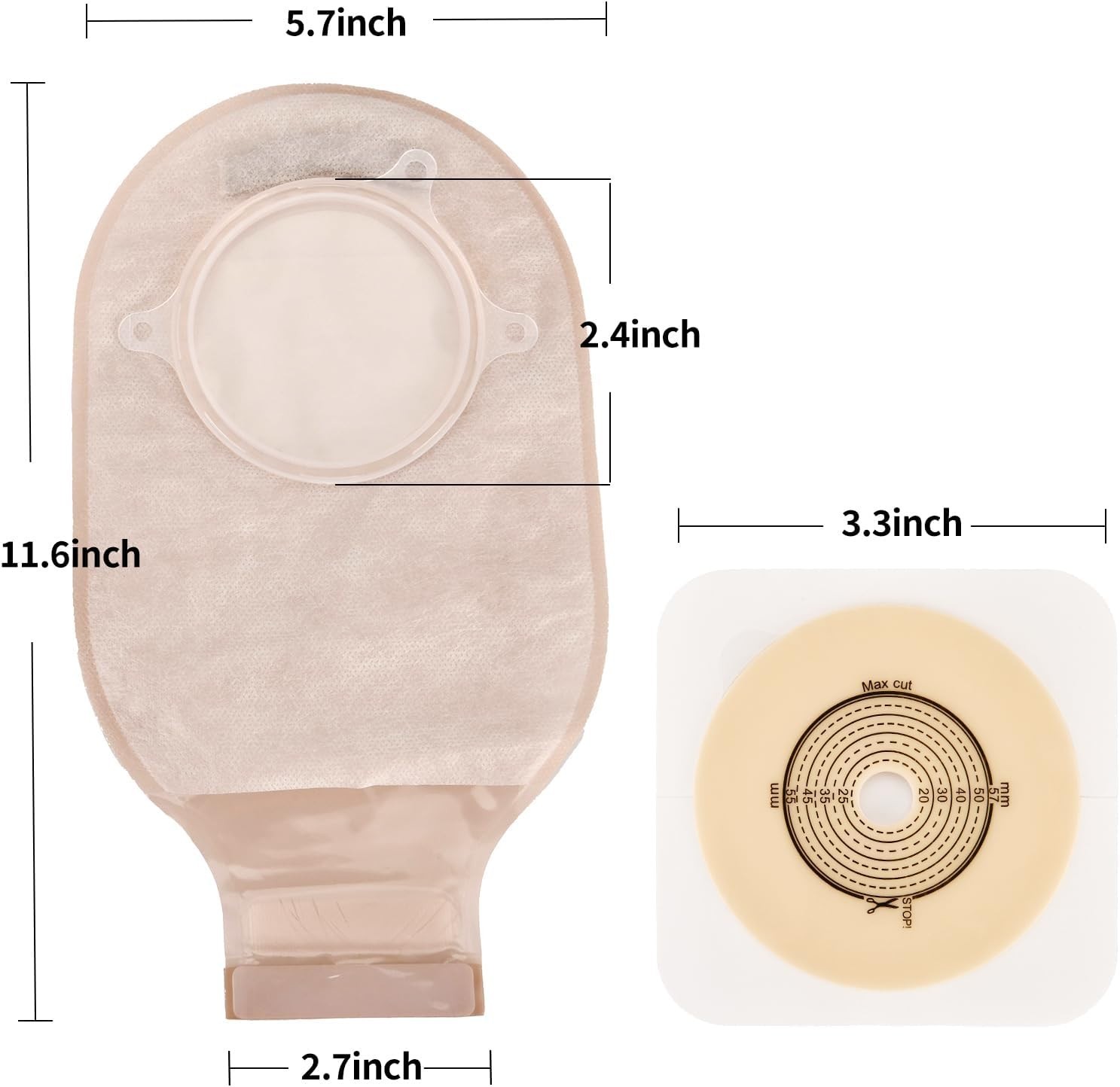21 PCS Colostomy Bags,Ostomy Supplies, Two Piece Drainable Ostomy Pouch with Clo