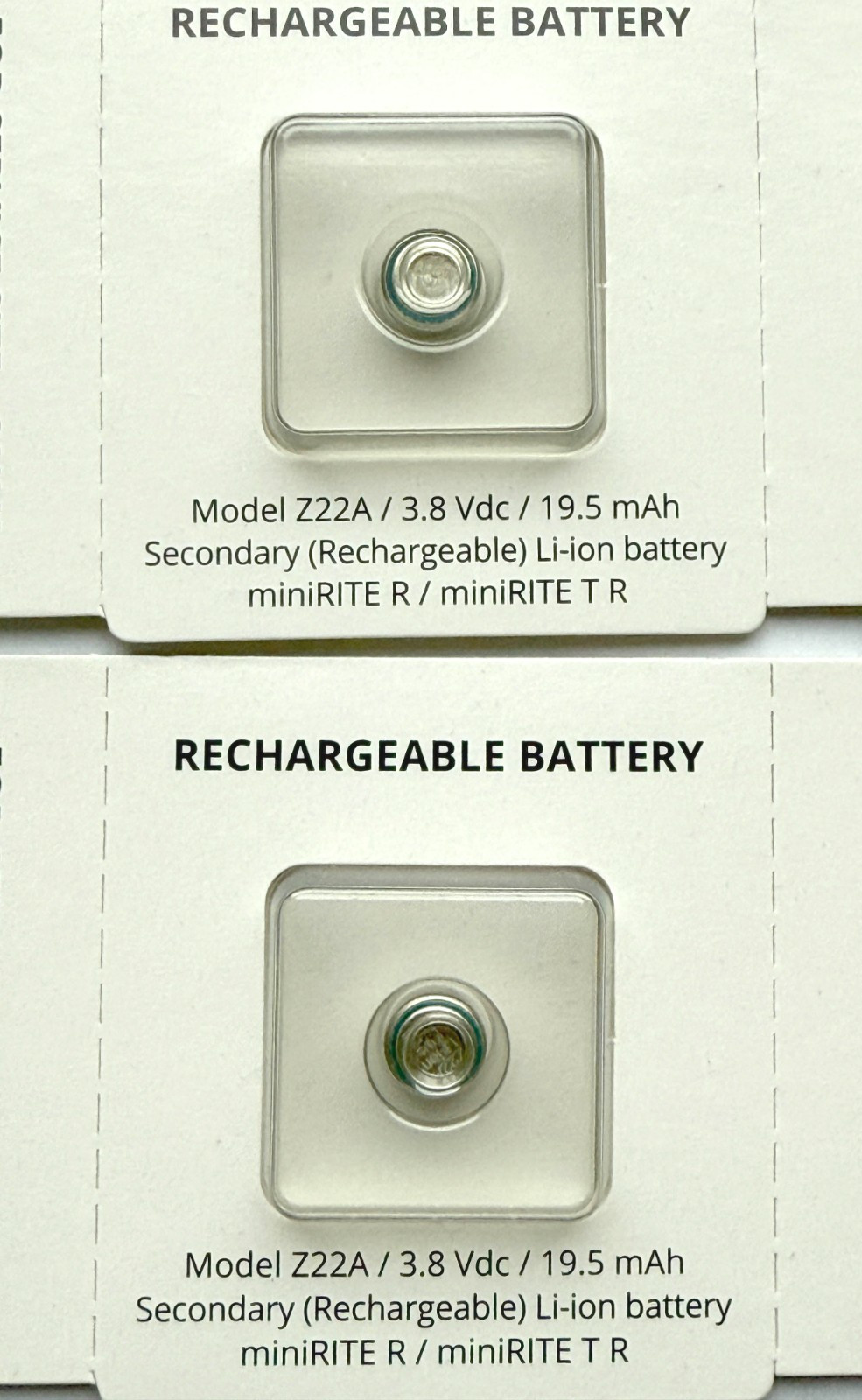 New, 2x OEM Oticon Z22A, LI-ION Rechargeable Battery, Z22