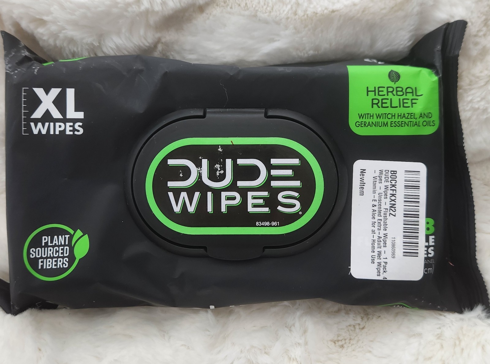 Dude Wipes Herbal Relief 48 Flushable Extra Large Wipes