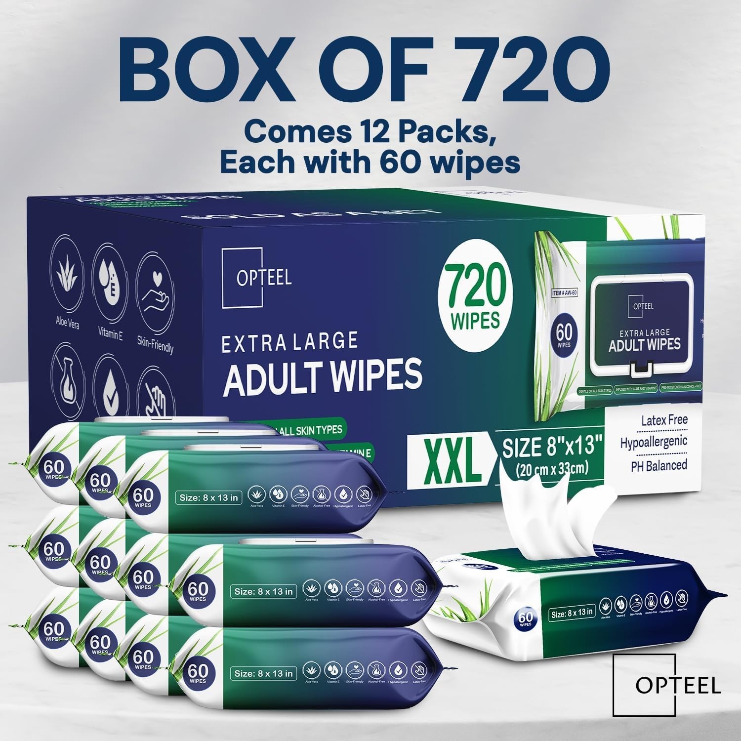 Adult Wipes For Elderly – 8″x13″ Extra Large & Soft Wet Wipes for Adults Bath..,