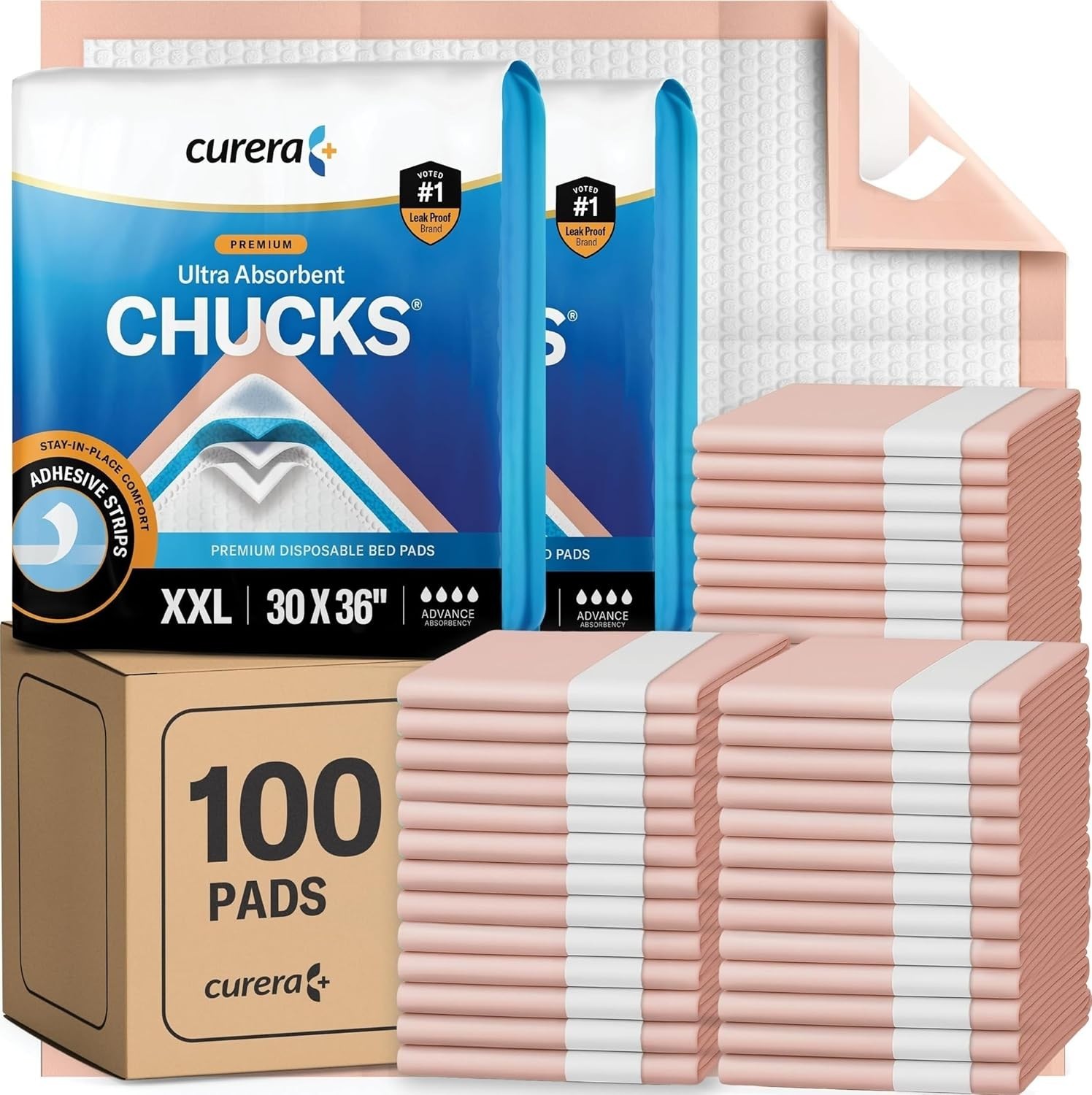 Chucks Disposable Underpads 30”x36” [100-Count] Ultra Absorbent Chux Inconti…