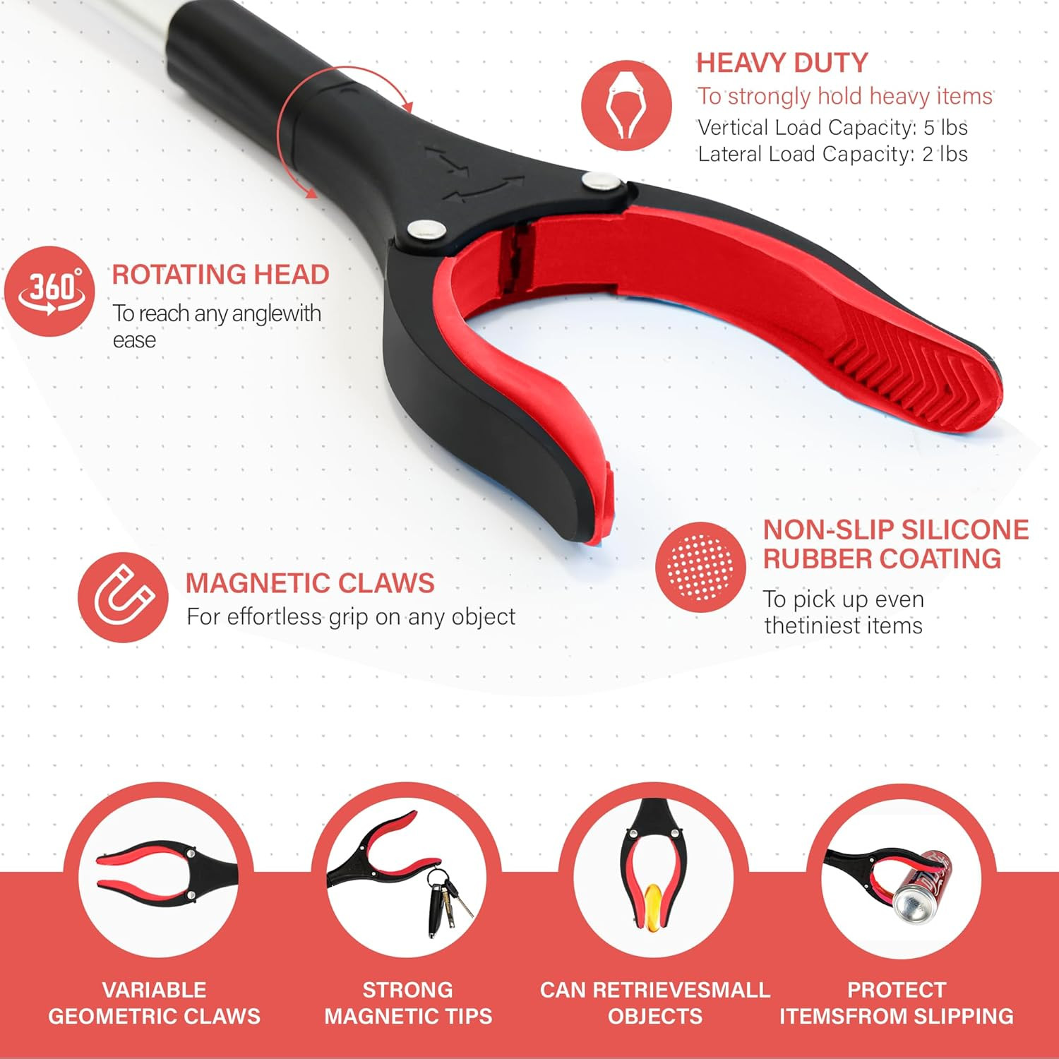 Grabber Reacher Tool – 2 Pack 32” Reacher Grabber Tool with Strong Magnetic and