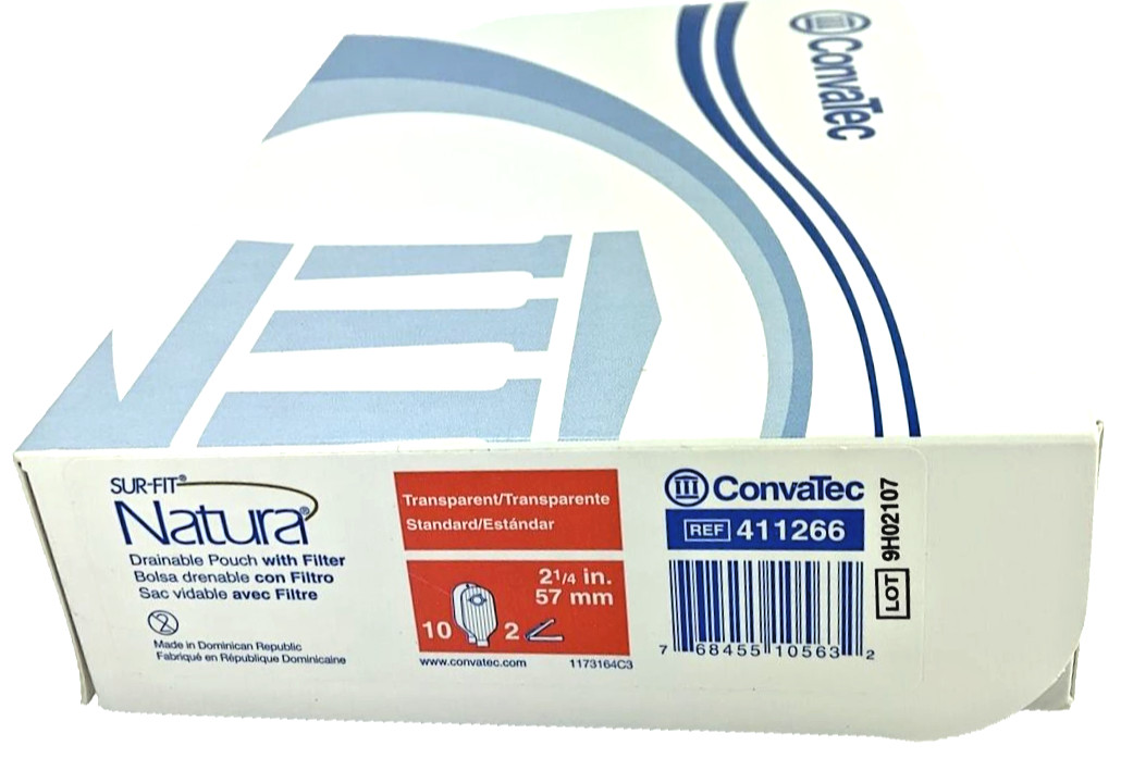 15-BOXES ConvaTec Surfit Natura Drainable Pouch w/Filter (411266) 2 1/4″ Flange