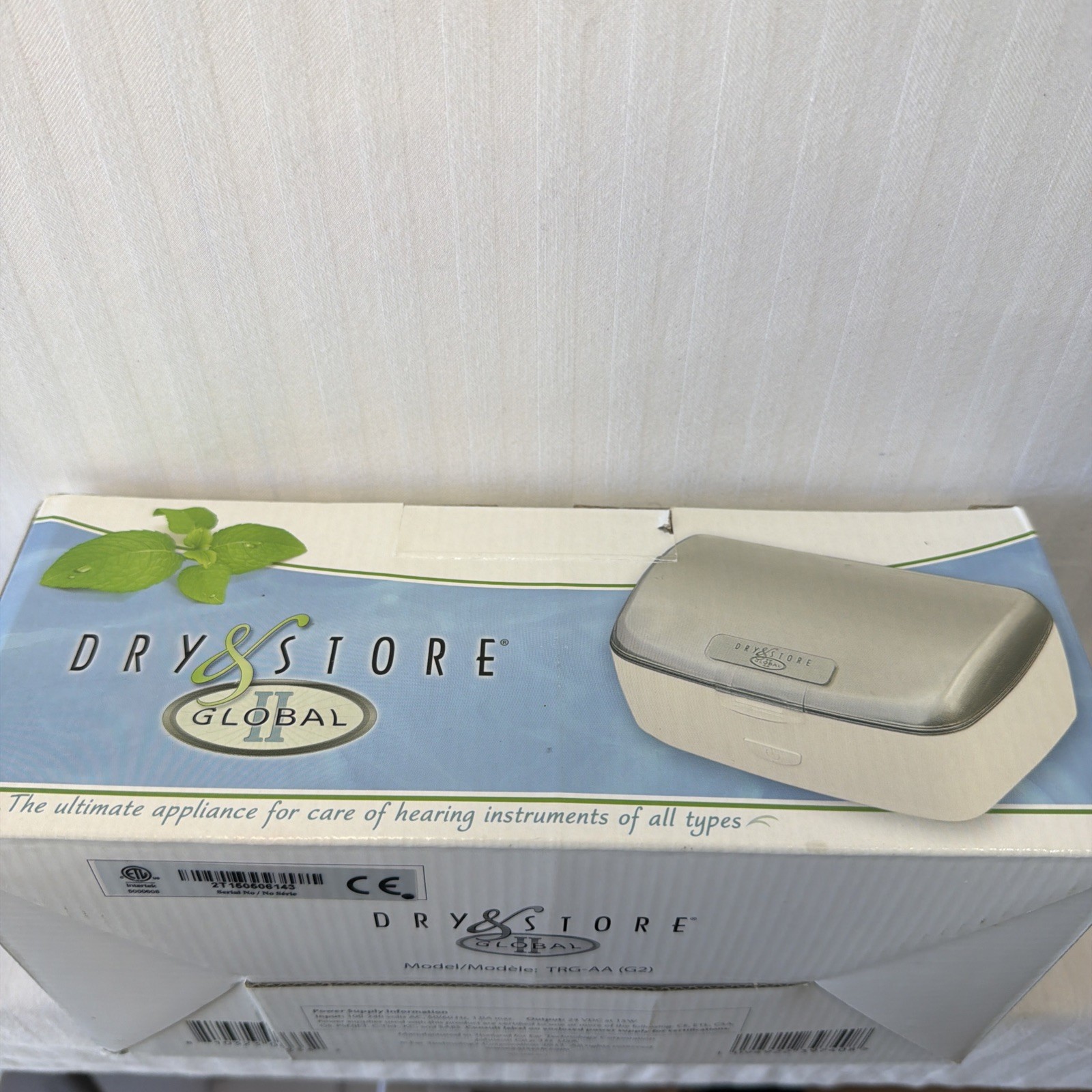 Dry & Store Global II Hearing Aid Conditioner Dryer DryBrik Box Cord NIB TRG-AA