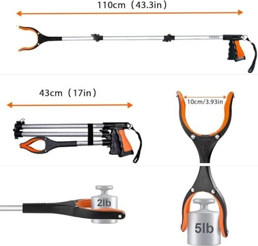 ” Foldable Grabber Reacher Tool,2pcs Reacher Grabber 43 2pcs Light Orange