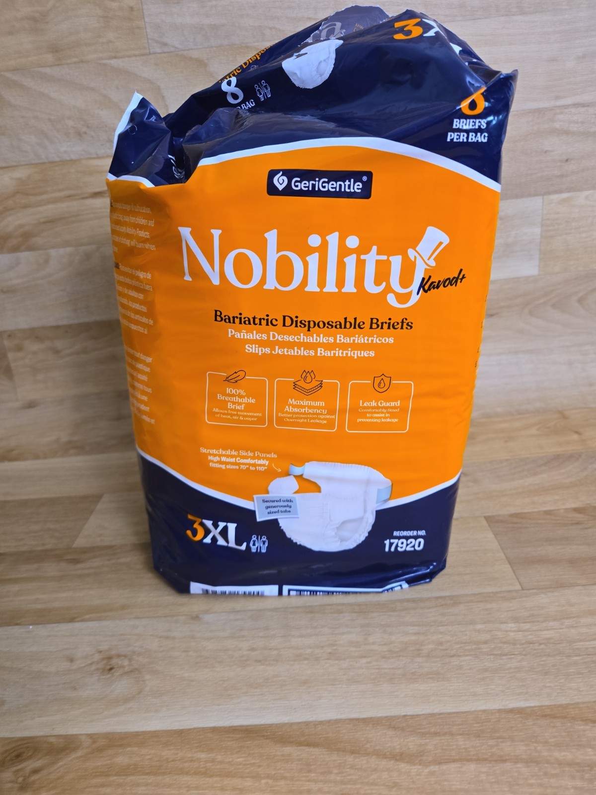 3XL Adult Diapers for Women and Men – 8 Bariatric Disposable Briefs with Tabs…